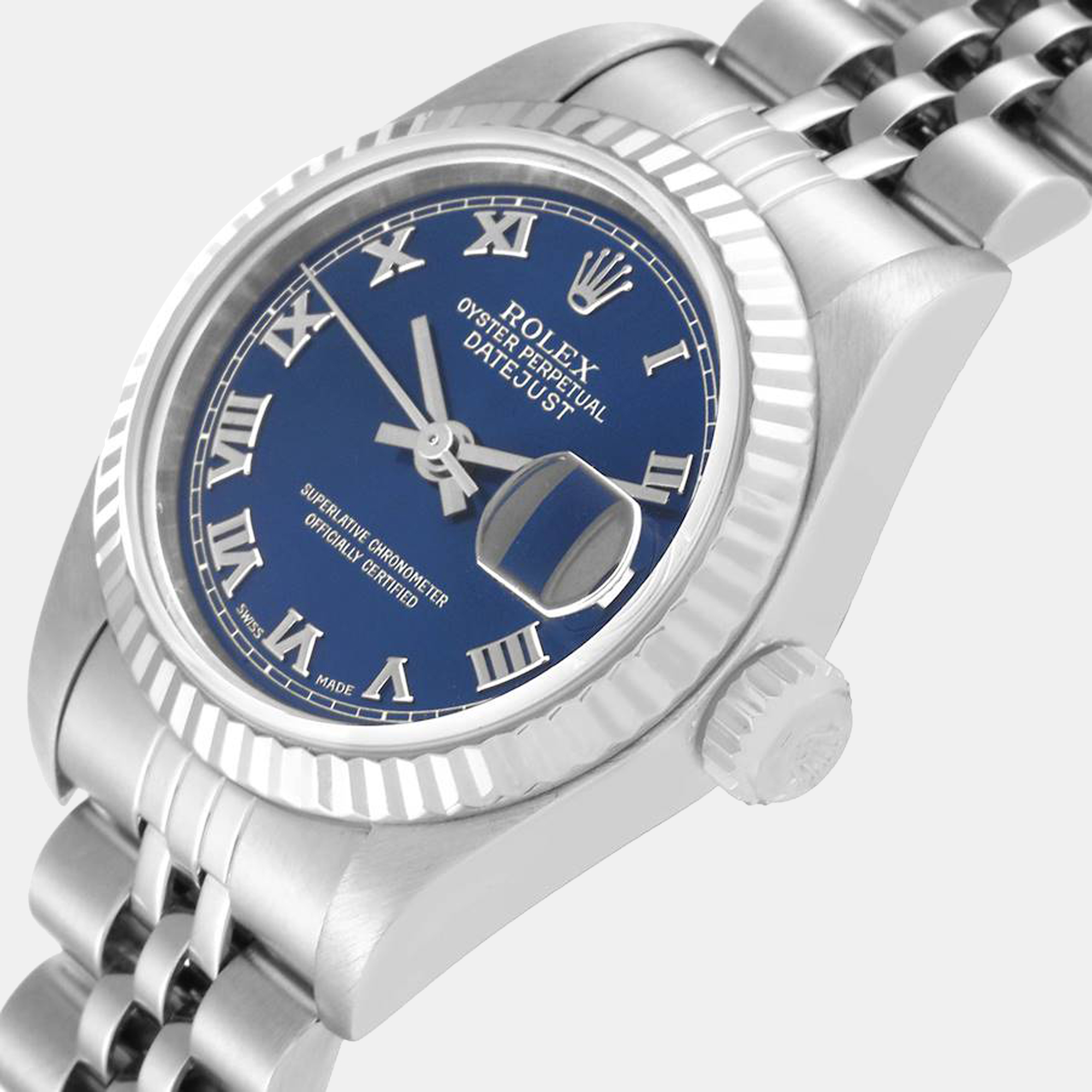

Rolex Datejust Steel White Gold Blue Roman Dial Ladies Watch 79174