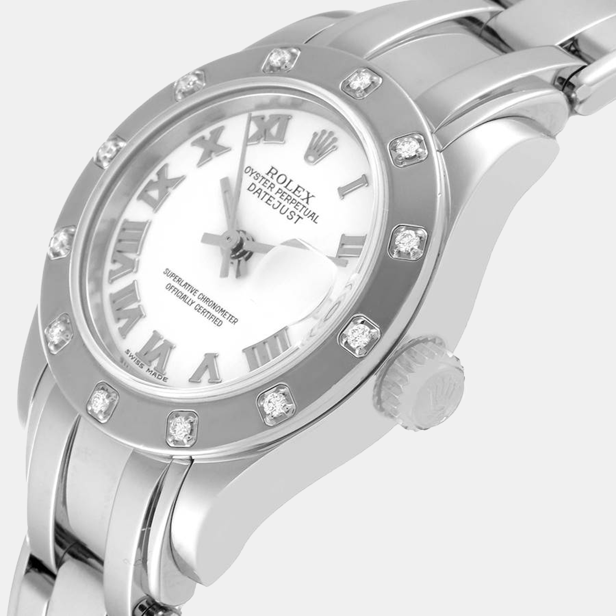 

Rolex Pearlmaster White Gold Diamond Bezel Ladies Watch 80319