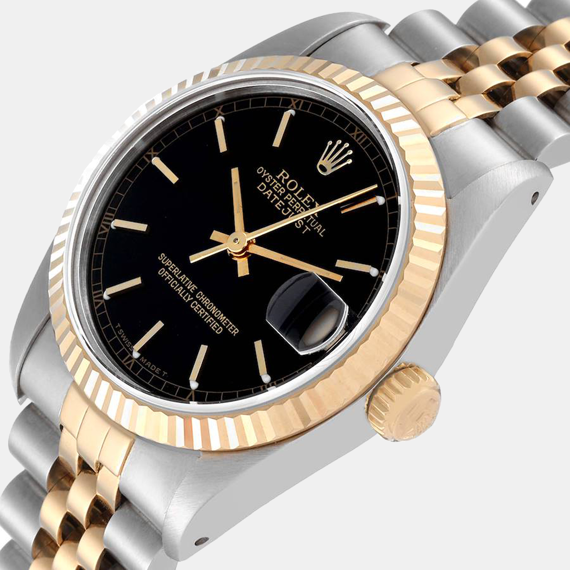 

Rolex Datejust Midsize Steel Yellow Gold Ladies Watch 68273, Black