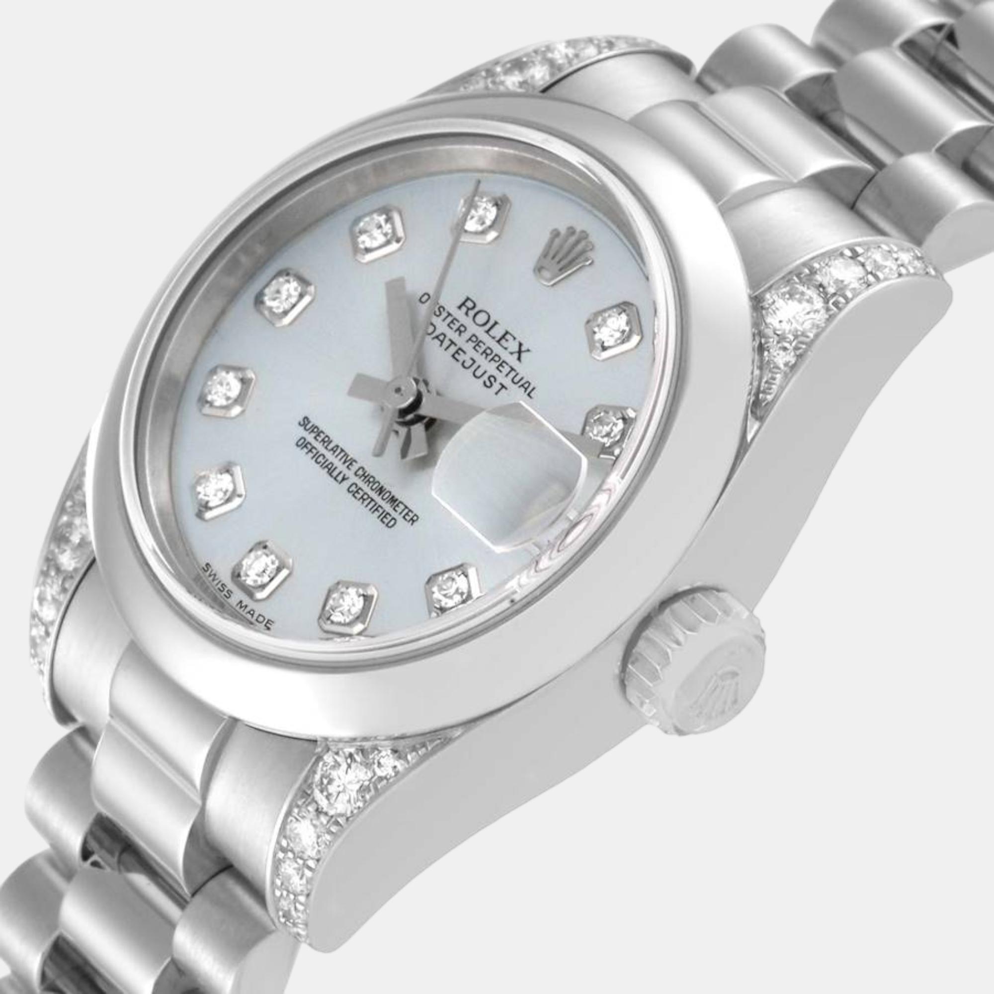 

Rolex Datejust President Platinum Silver Diamond Ladies Watch 179296