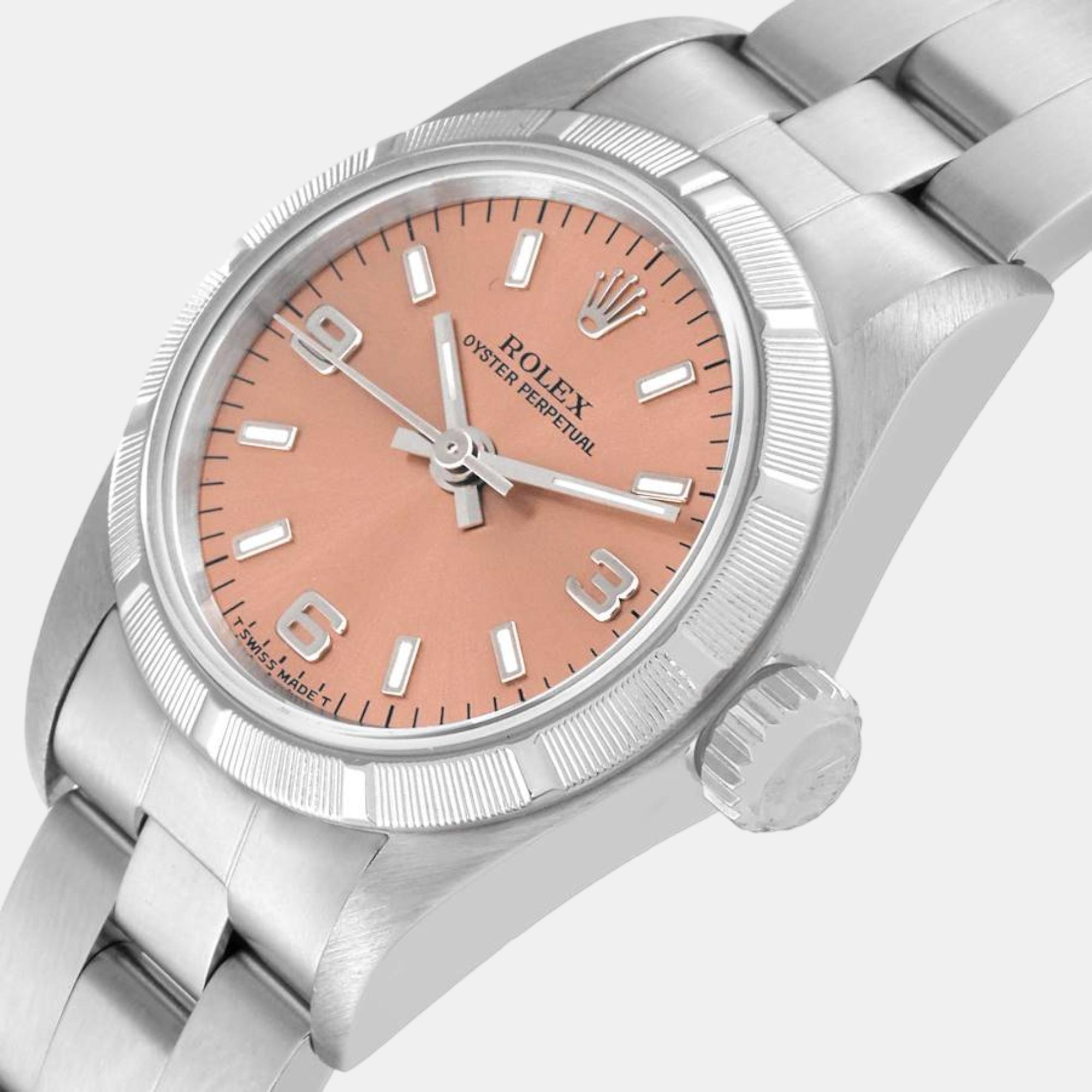 

Rolex Oyster Perpetual Salmon Dial Steel Ladies Watch 67230, Pink