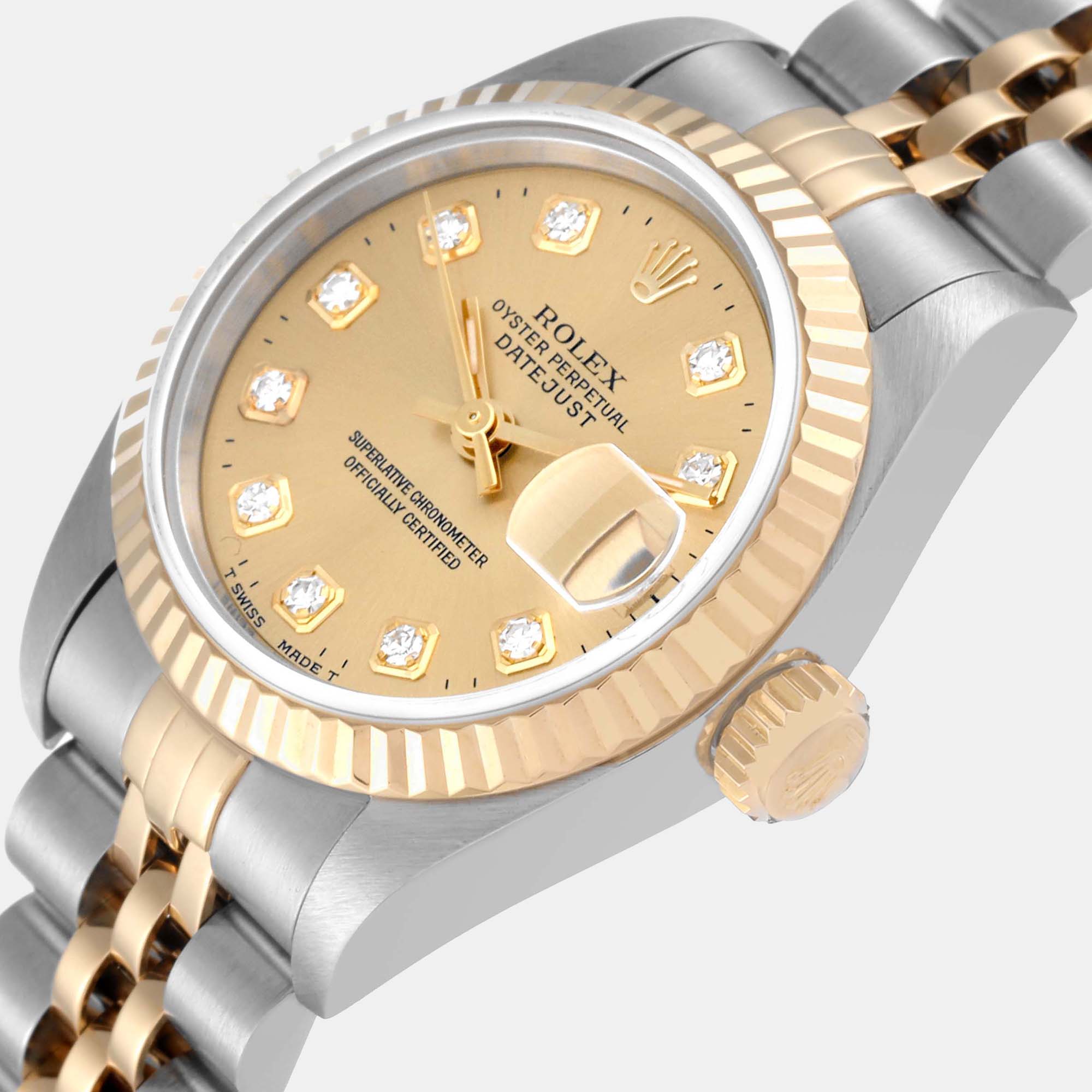 

Rolex Datejust Steel Yellow Gold Diamond Dial Ladies Watch 69173