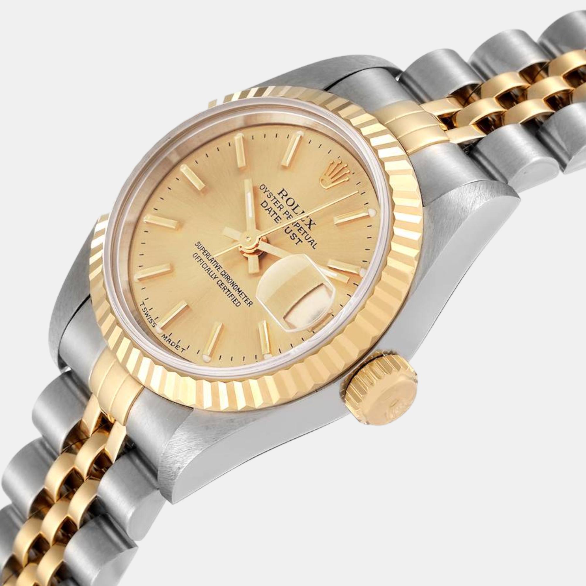 

Rolex Datejust Steel Yellow Gold Champagne Dial Ladies Watch 69173