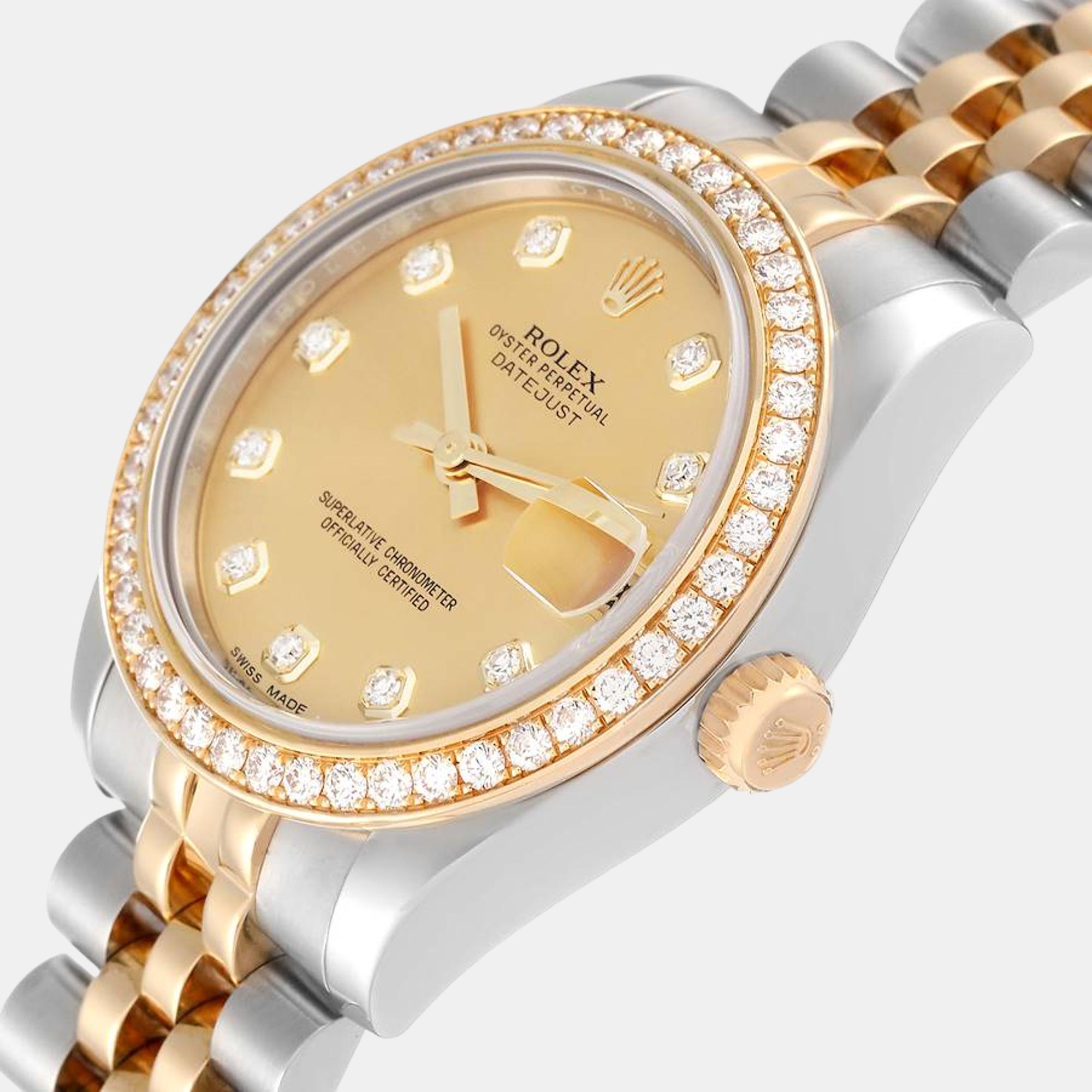 

Rolex Datejust 31 Steel Yellow Gold Diamond Ladies Watch 178383