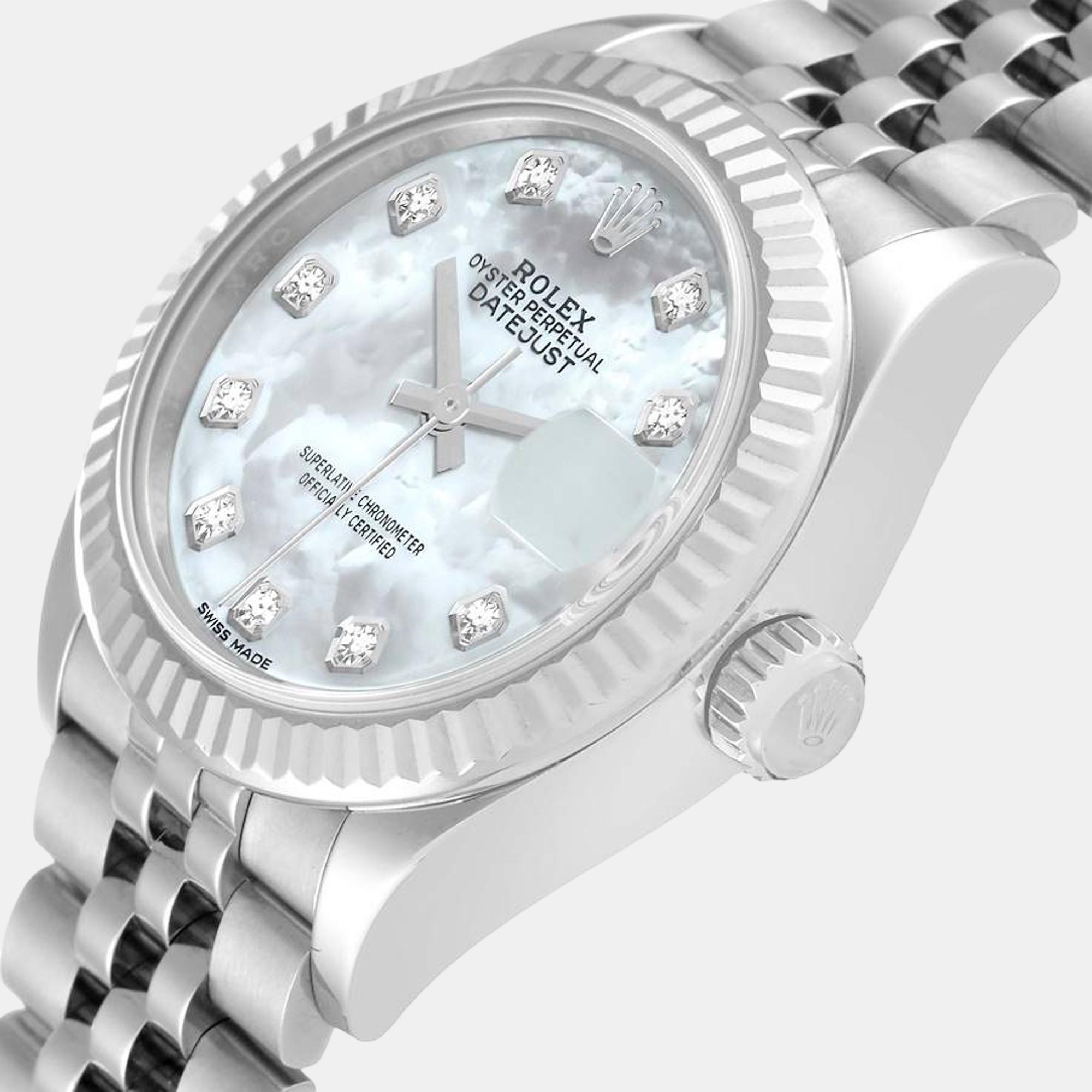 

Rolex Datejust Steel White Gold MOP Diamond Dial Ladies Watch 279174