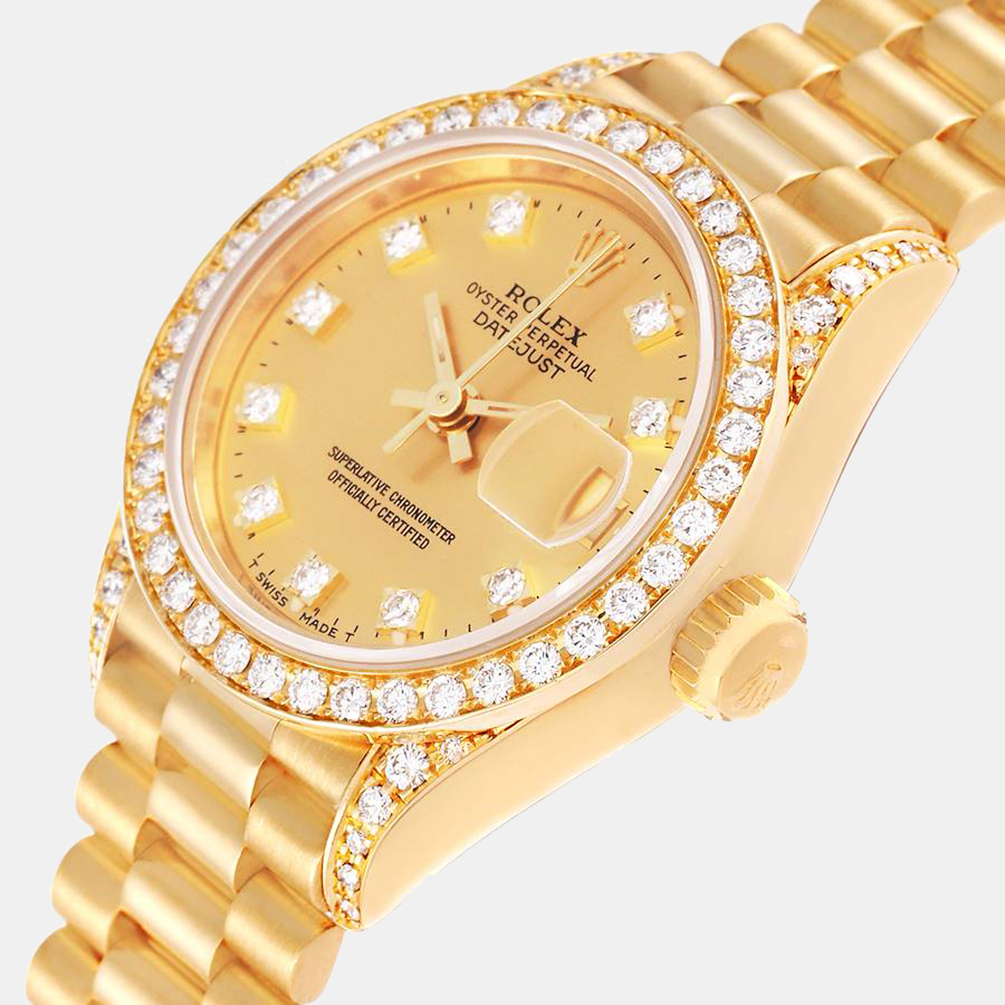 

Rolex President Datejust Yellow Gold Diamond Ladies Watch 69158