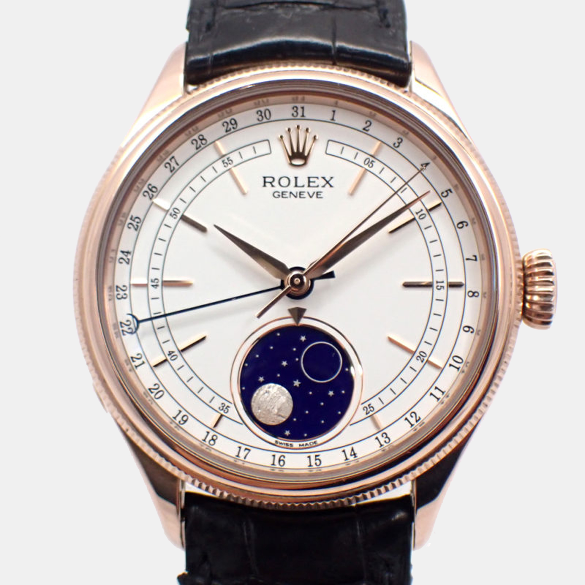 Pre-owned Rolex Cellini Moon Phase 50535 In White