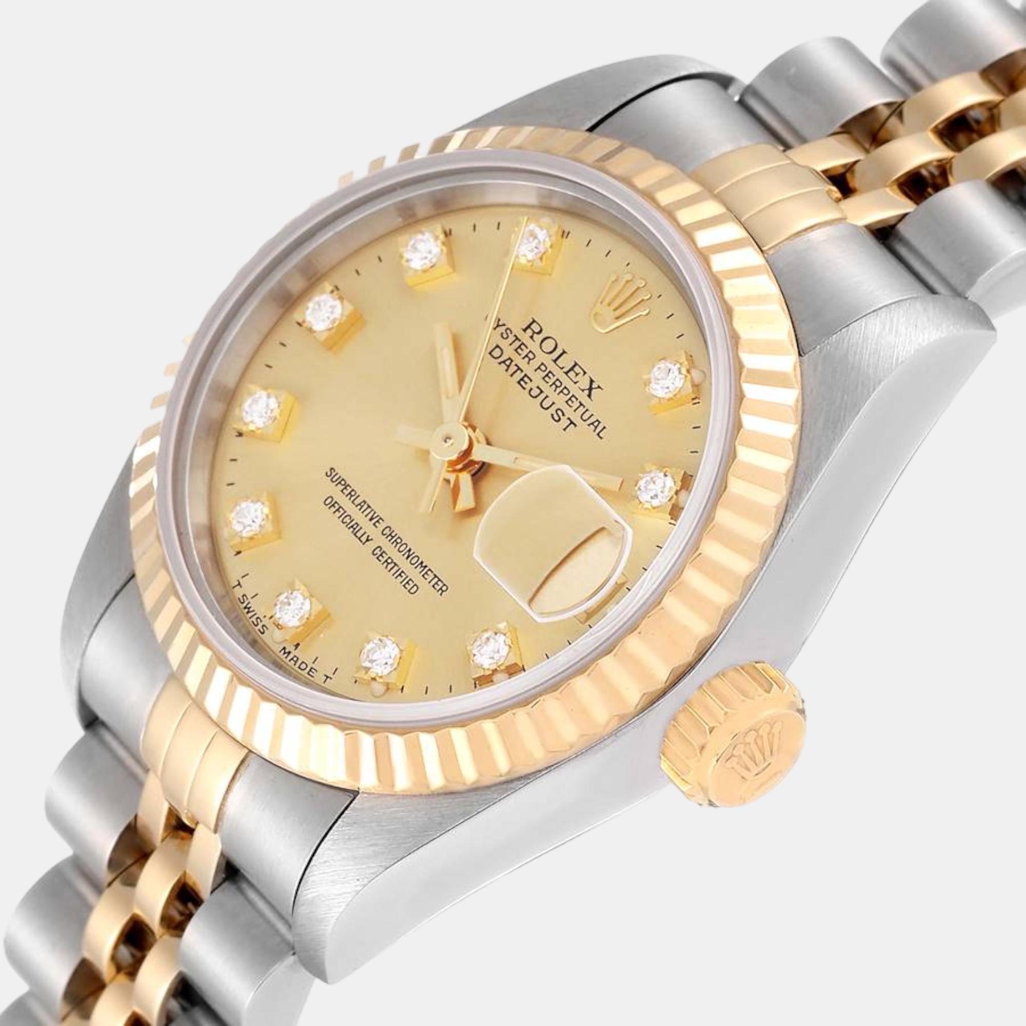 

Rolex Datejust Steel Yellow Gold Diamond Dial Ladies Watch 69173