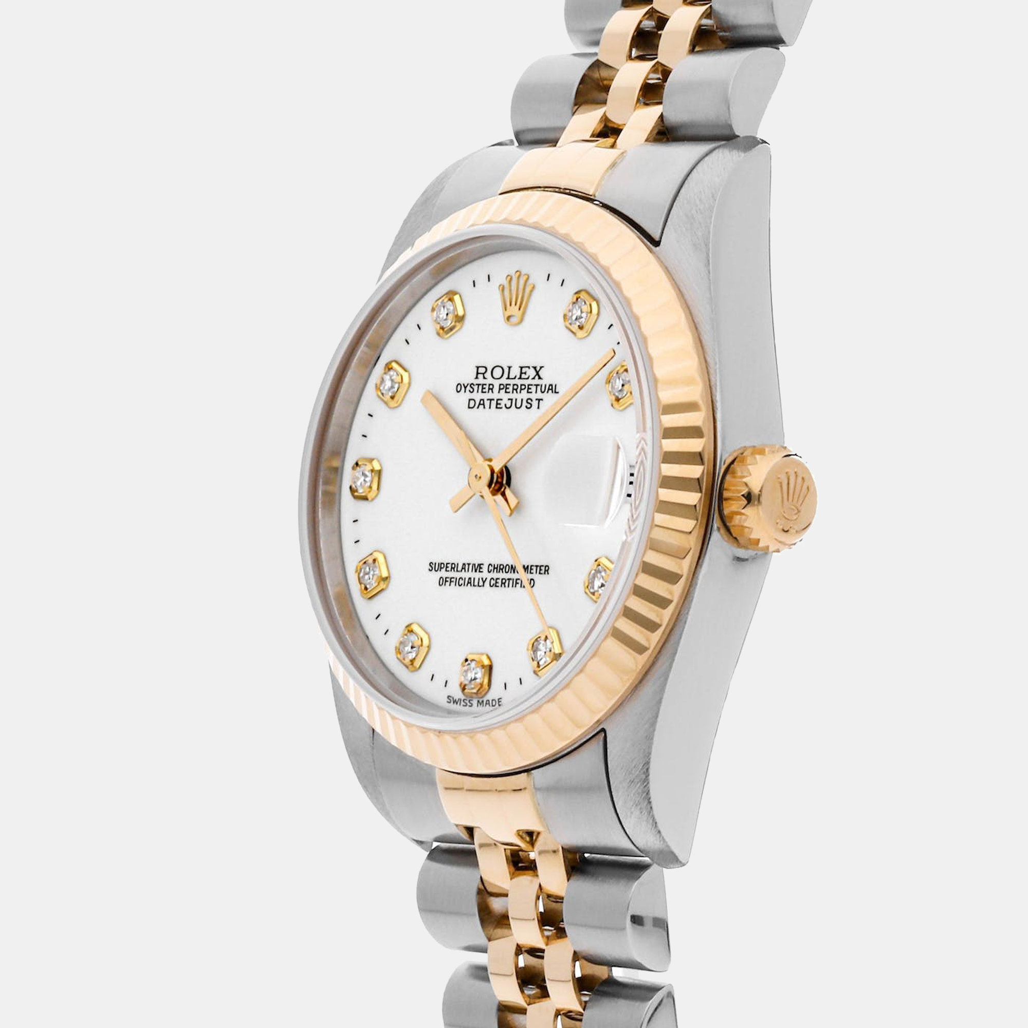 

Rolex White Diamond 18k Yellow Gold And Stainless Steel Datejust Automatic Women's Wristwatch 31 mm