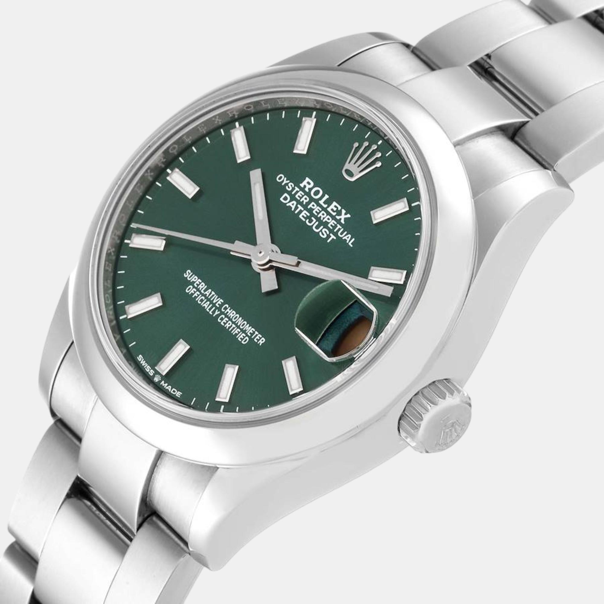 

Rolex Datejust Midsize Mint Green Dial Steel Ladies Watch 278240 31 mm