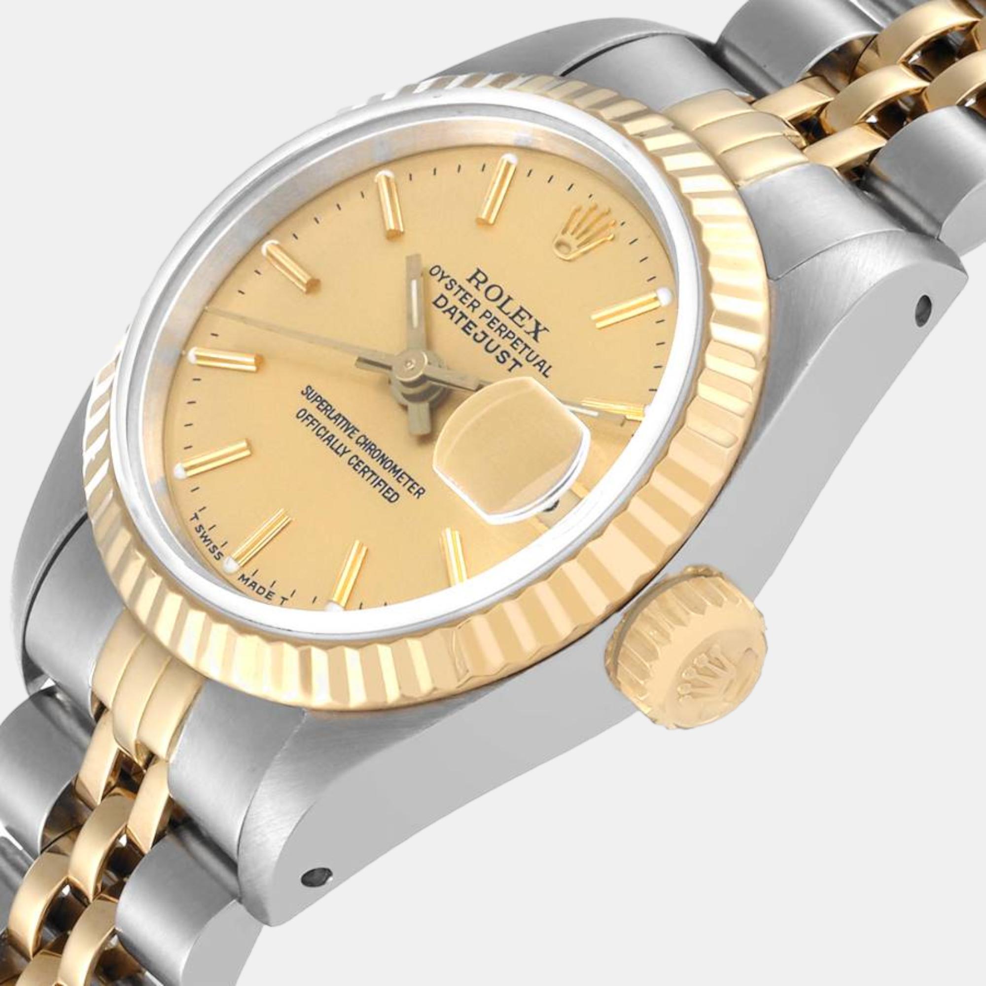 

Rolex Datejust Steel Yellow Gold Champagne Dial Ladies Watch 69173 26 mm