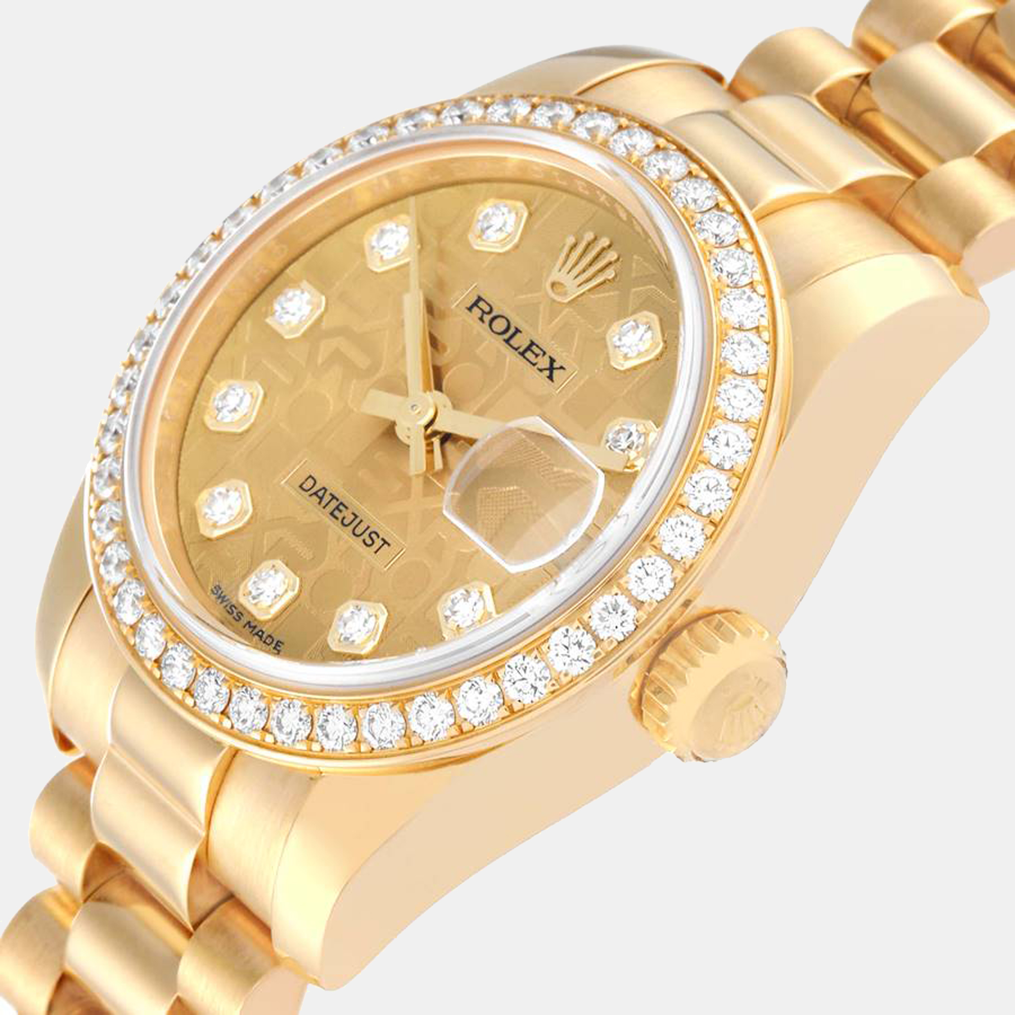 

Rolex President Yellow Gold Anniversary Dial Diamond Ladies Watch 179138 26 mm