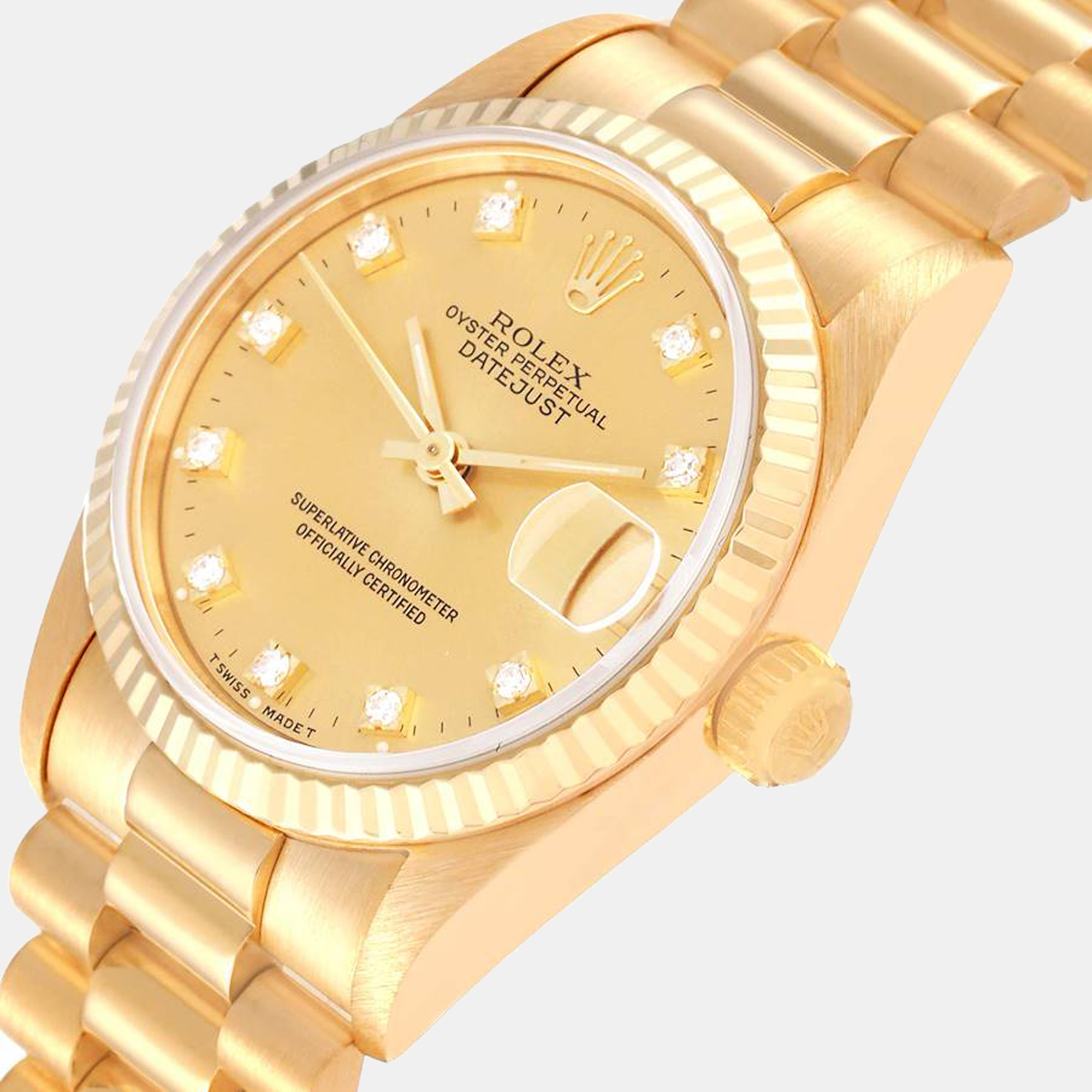 

Rolex President Midsize Yellow Gold Diamond Dial Ladies Watch 68278 31 mm