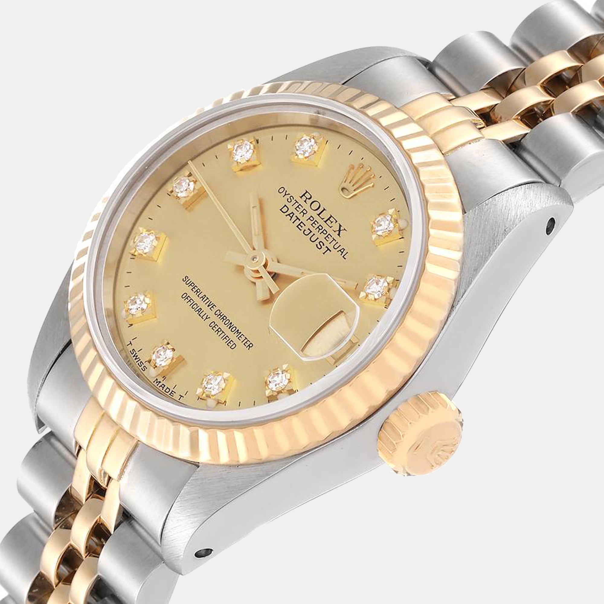 

Rolex Datejust Steel Yellow Gold Diamond Dial Ladies Watch 69173 26 mm