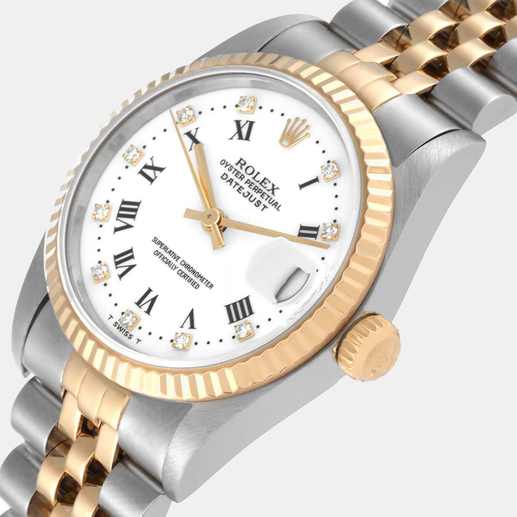 

Rolex Datejust Midsize  Steel Yellow Gold Ladies Watch 68273 31 mm, White