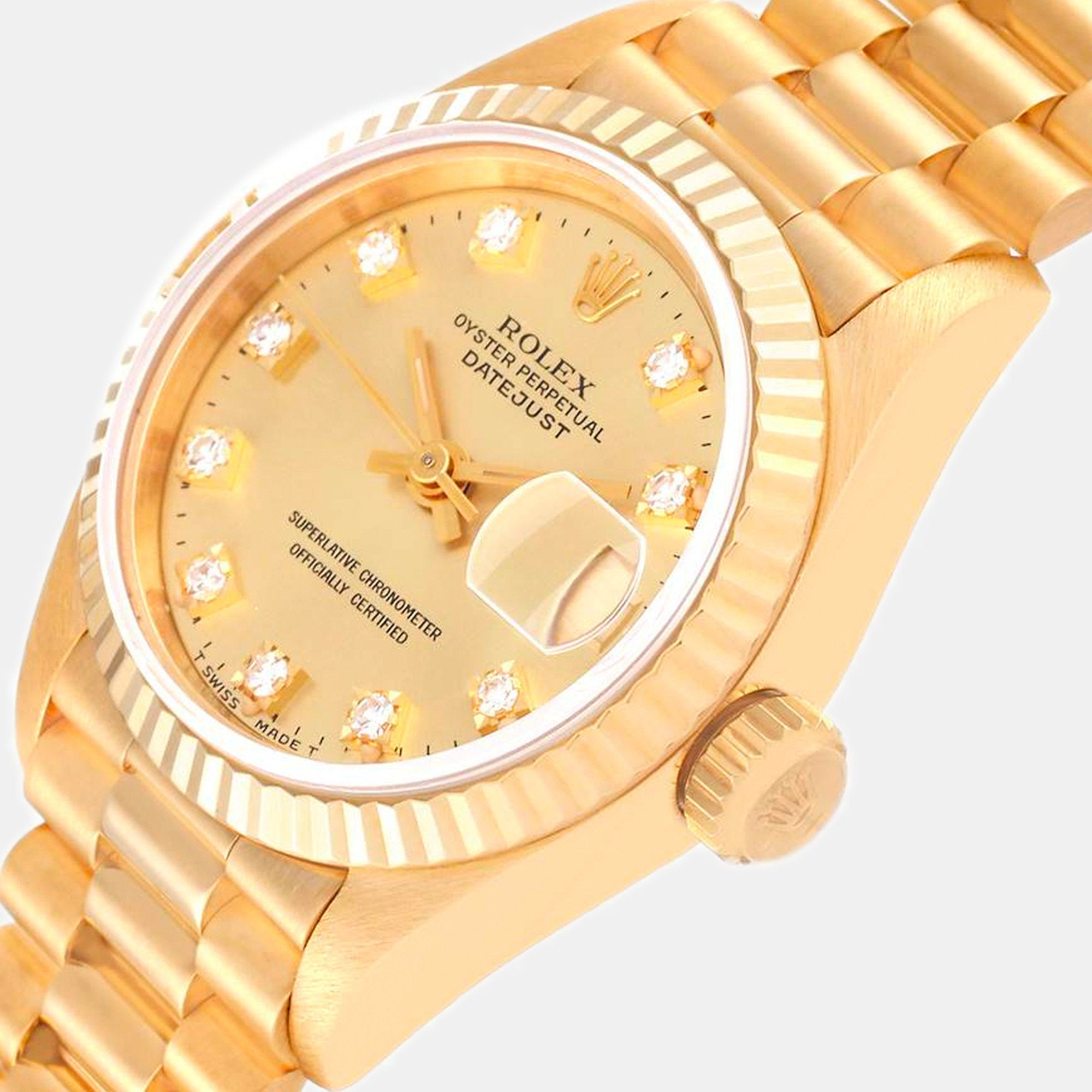 

Rolex President Yellow Gold Diamond Dial Ladies Watch 69178 26 mm