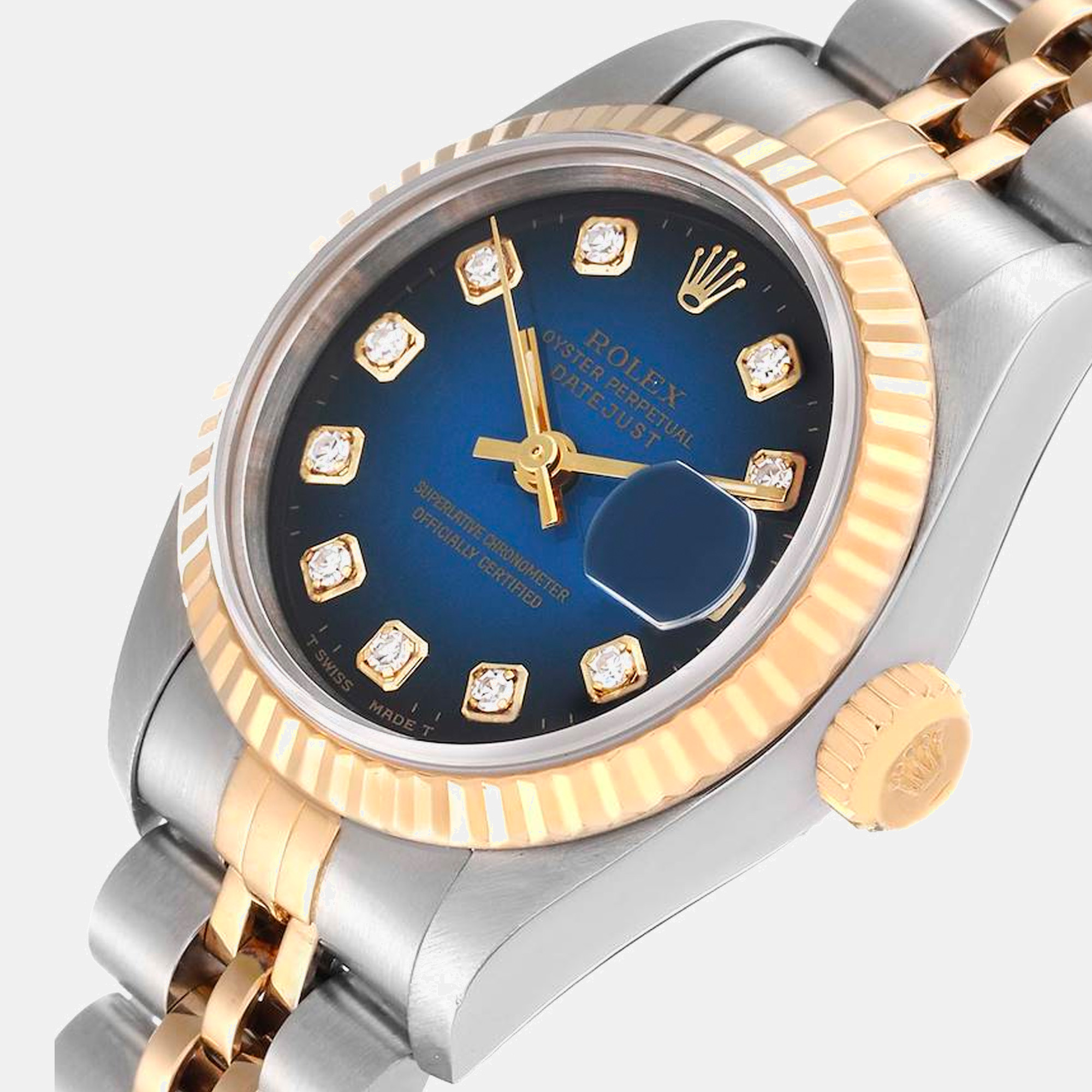 

Rolex Datejust Blue Diamond Dial Steel Yellow Gold Ladies Watch 69173 26 mm