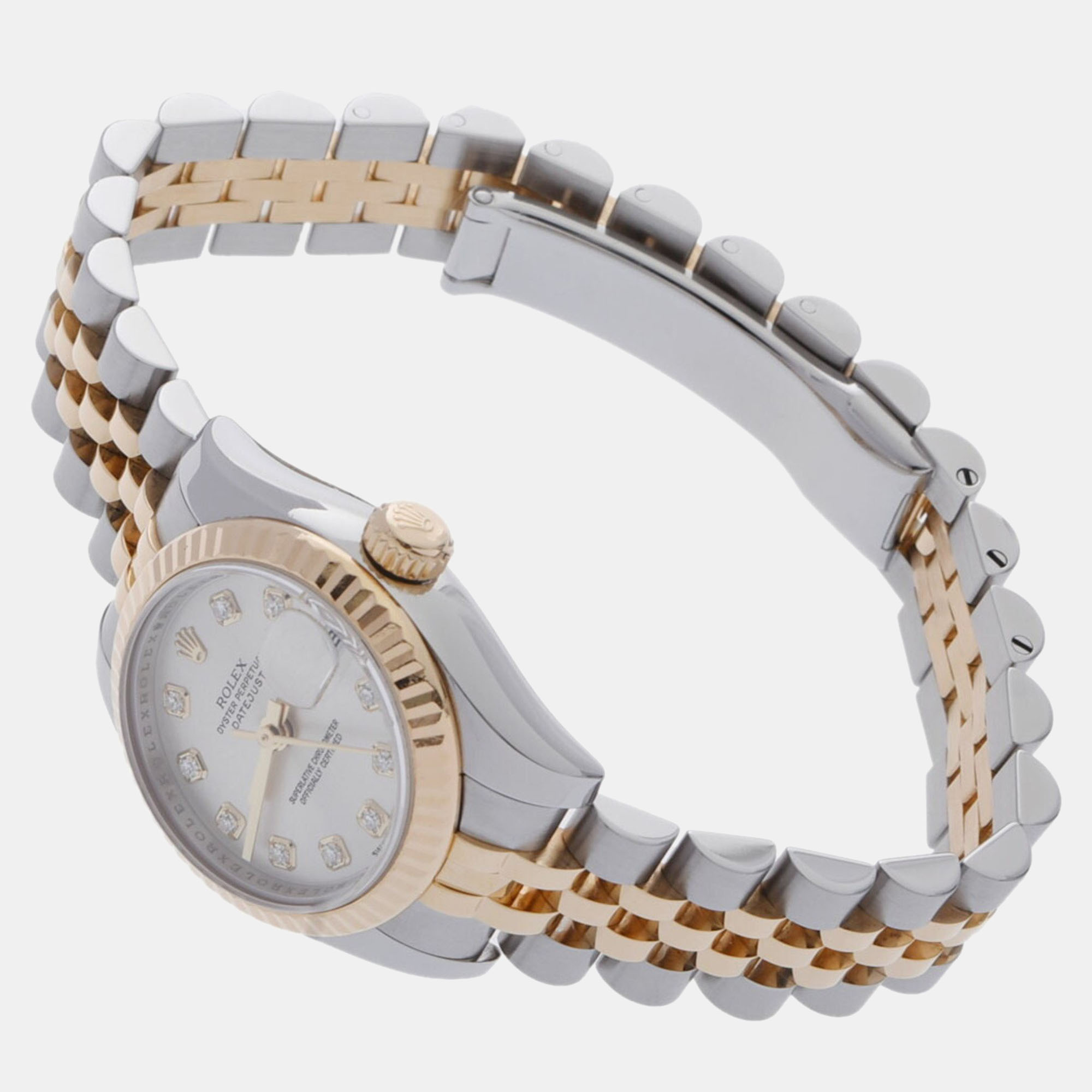 

Rolex Silver Diamond 18k Yellow Gold And Stainless Steel Datejust 179173 Automatic Women's Wristwatch 26 mm