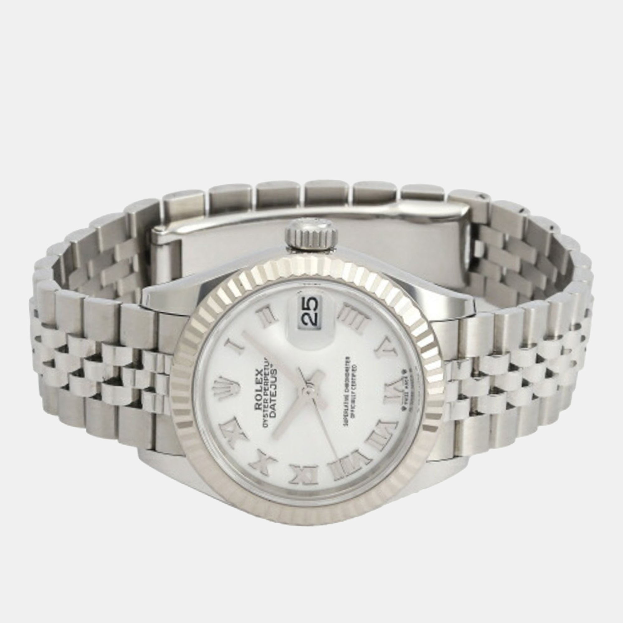 

Rolex White 18k White Gold And Stainless Steel Datejust 279174 Automatic Women's Wristwatch 28 mm