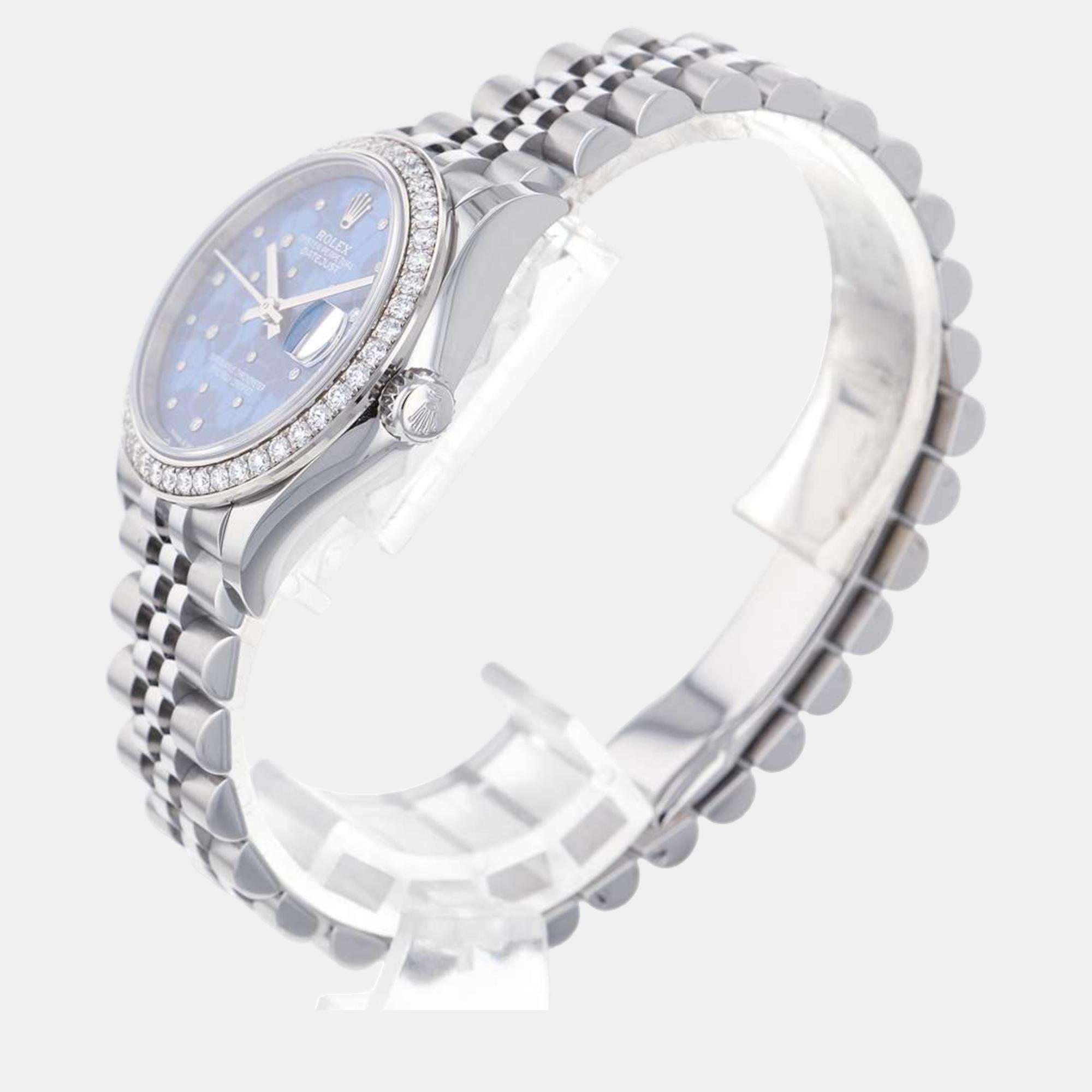 

Rolex Blue 18k White Gold And Stainless Steel Datejust 278384RBR Automatic Women's Wristwatch 31 mm