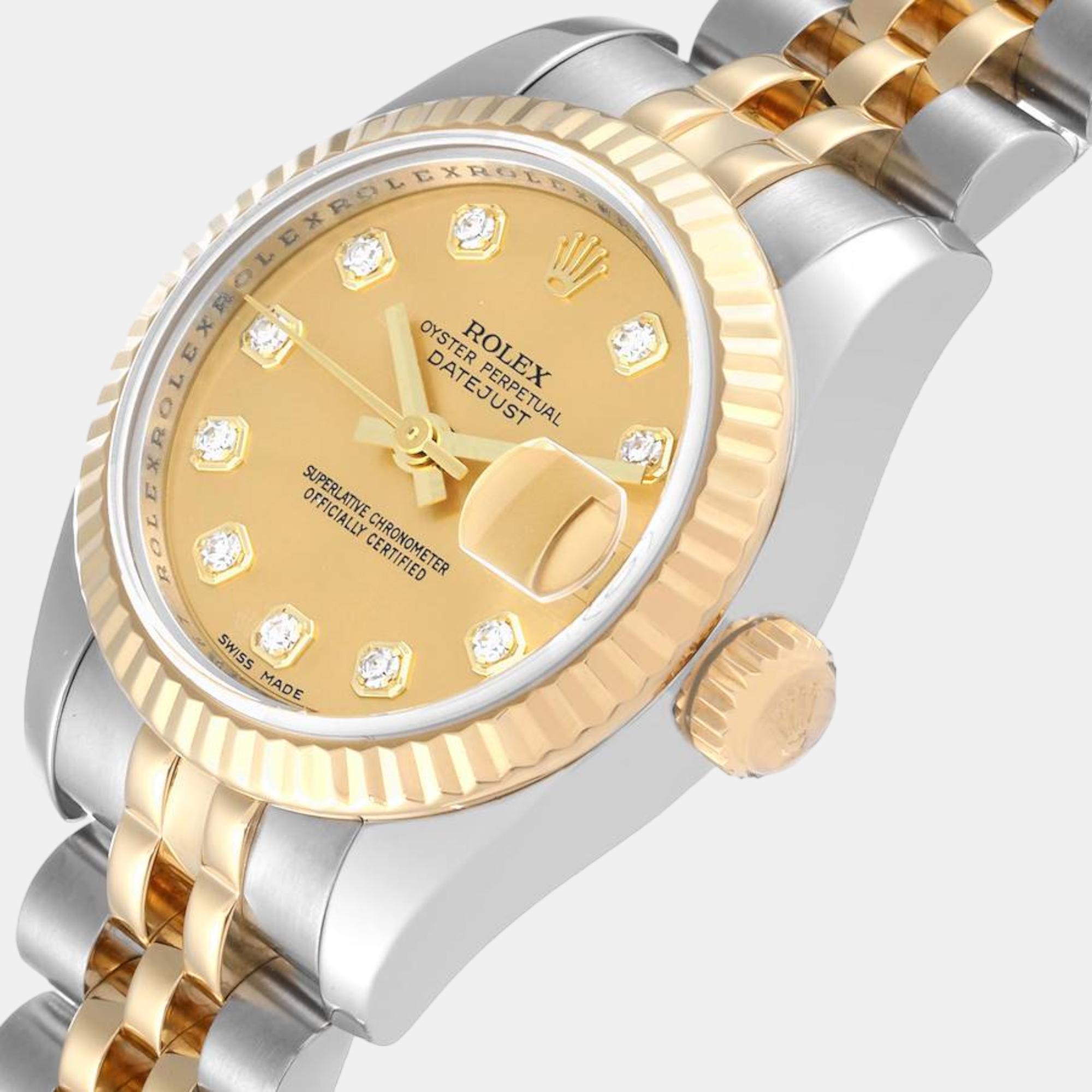 

Rolex Datejust Steel Yellow Gold Diamond Dial Ladies Watch 179173 26 mm