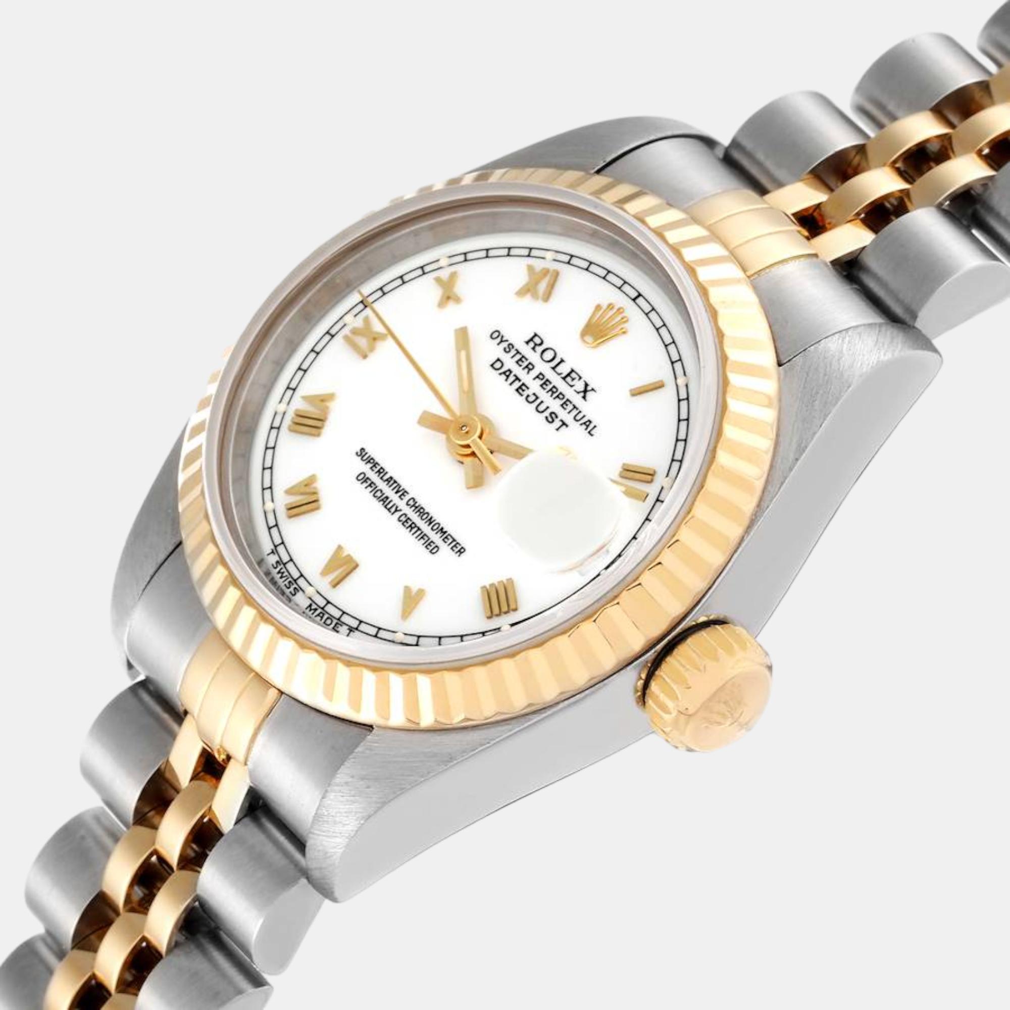 

Rolex Datejust Steel Yellow Gold White Roman Dial Ladies Watch 69173 26 mm