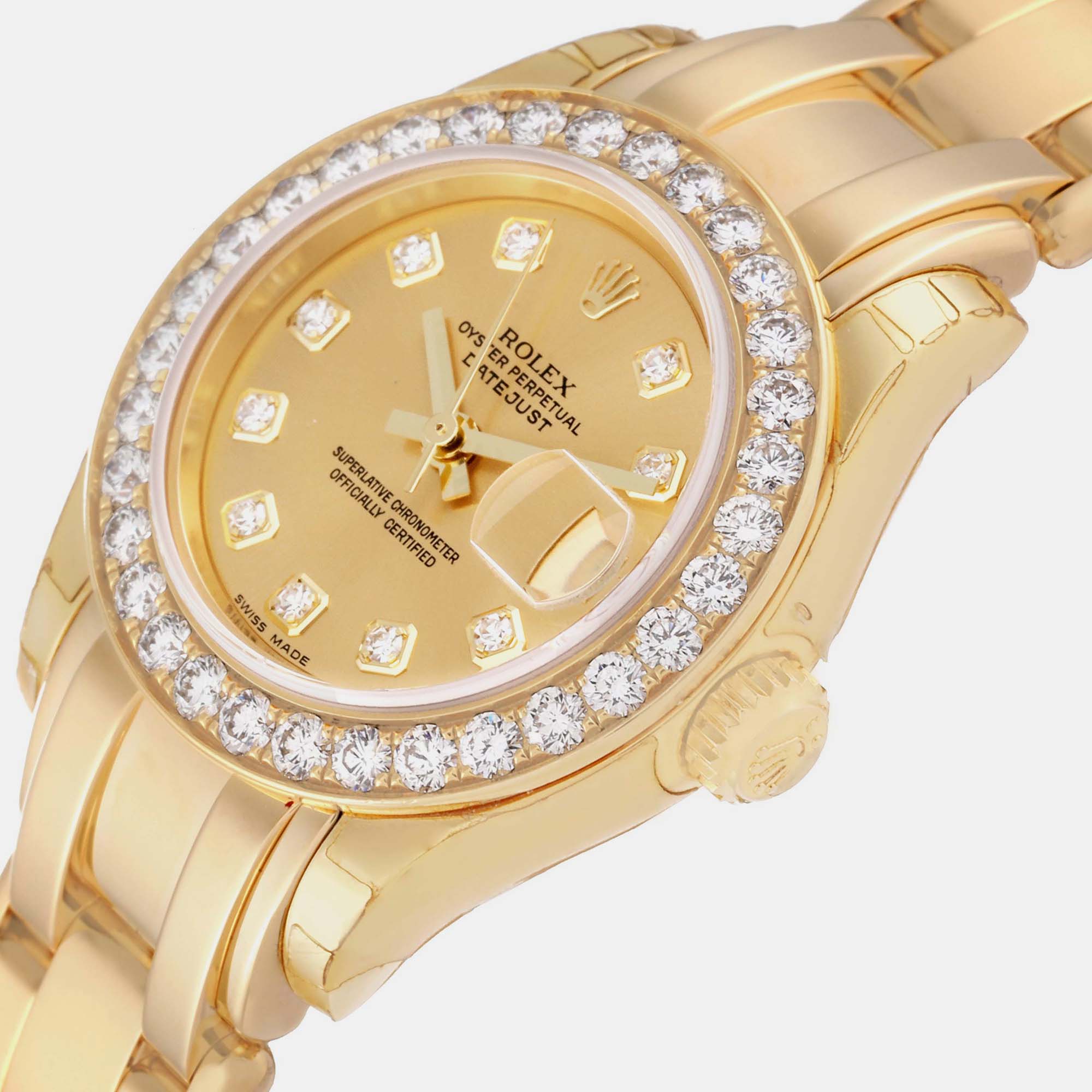 

Rolex Pearlmaster Yellow Gold Diamond Ladies Watch 80298 29 mm