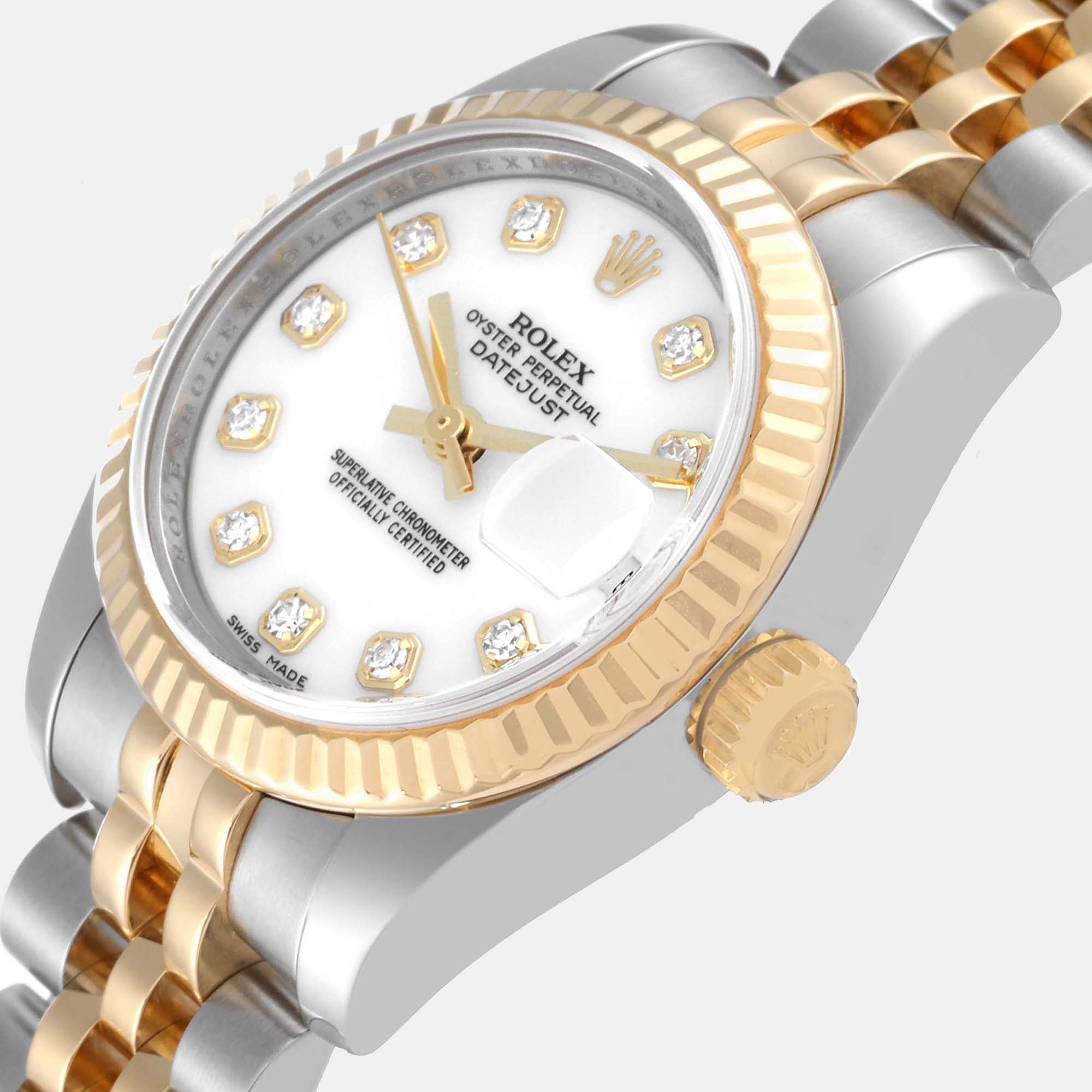 

Rolex Datejust Steel Yellow Gold White Diamond Dial Ladies Watch 179173 26 mm