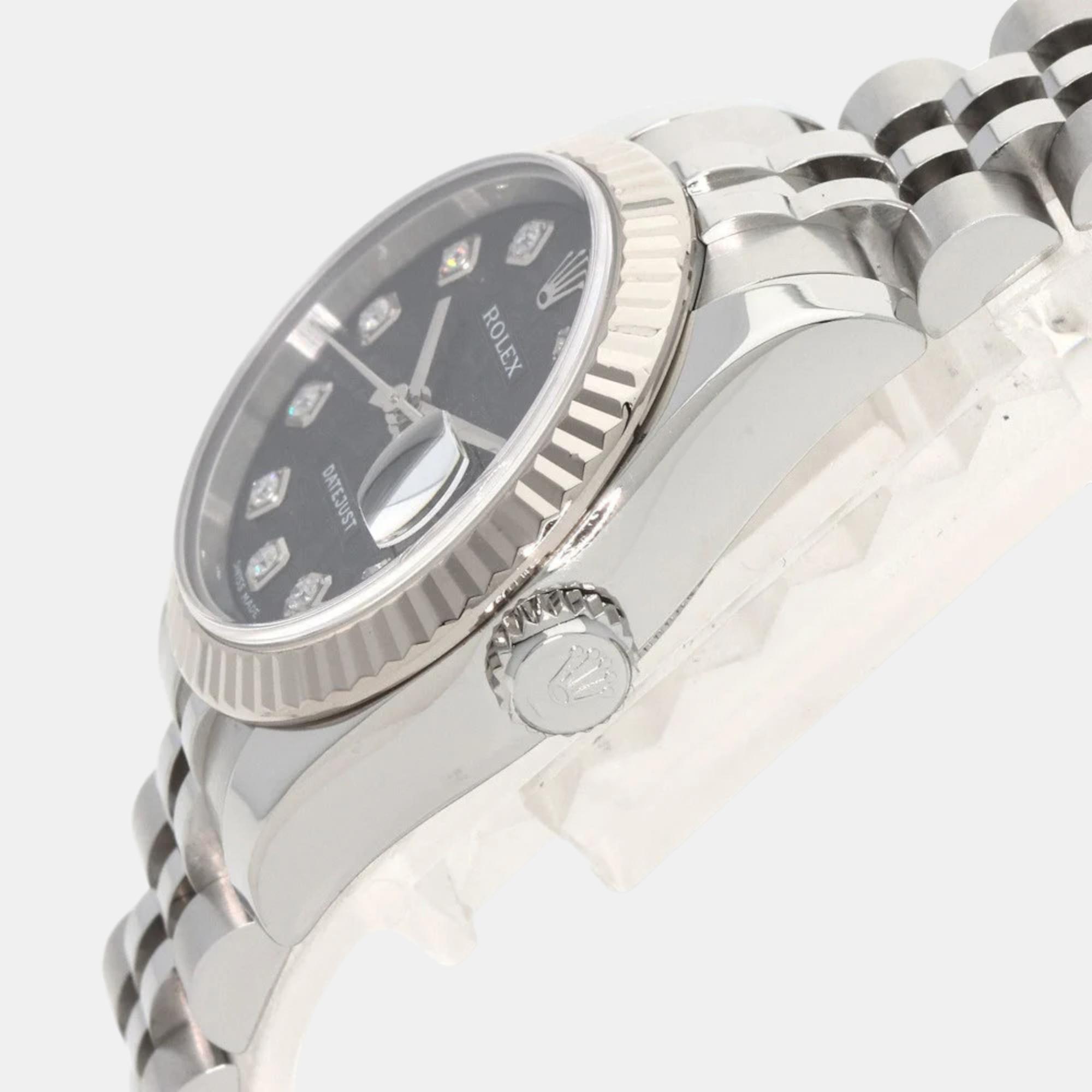 

Rolex Black Diamond 18k White Gold And Stainless Steel Datejust 179174 Automatic Women's Wristwatch 26 mm