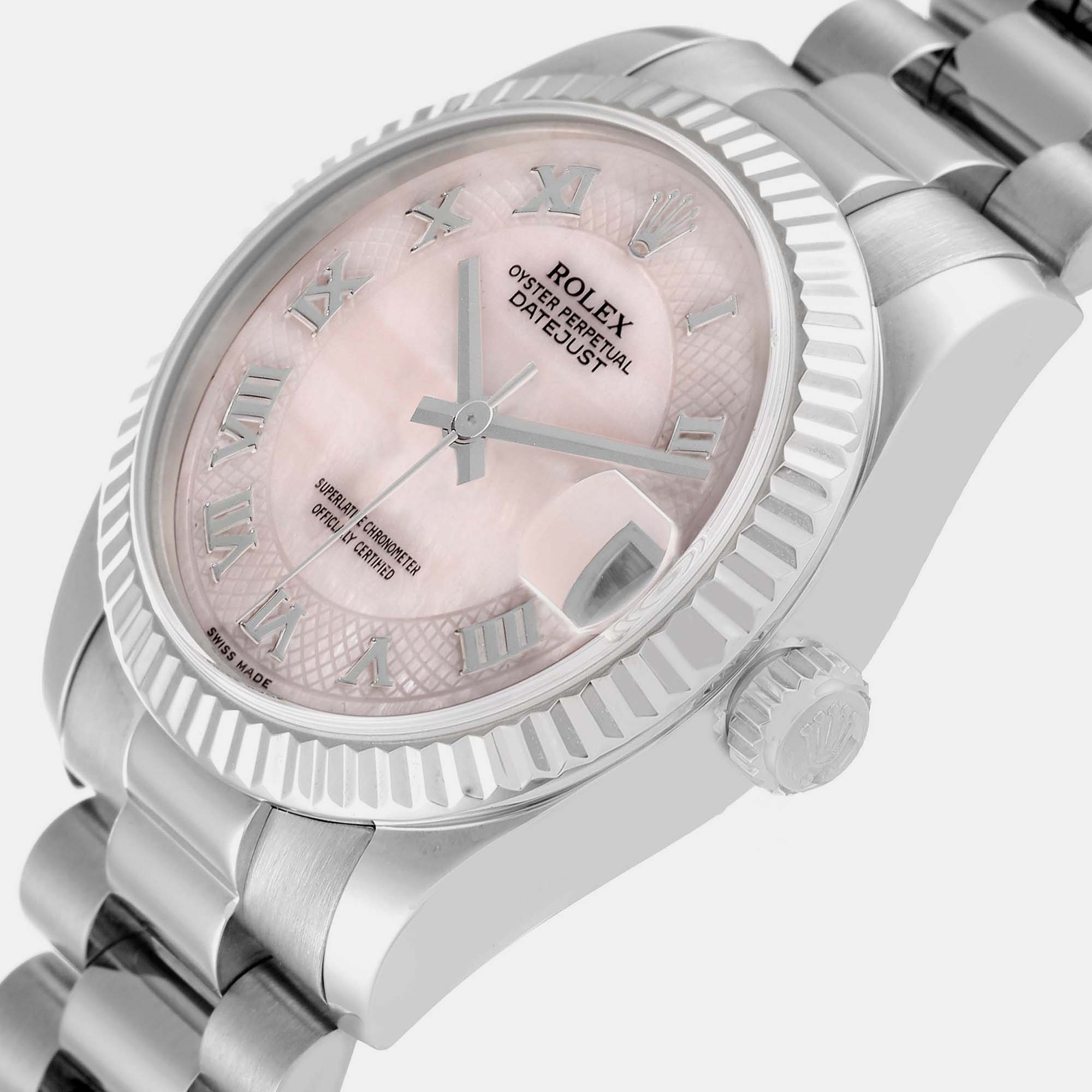 

Rolex President Midsize White Gold Mother of Pearl Dial Ladies Watch 178279 31 mm, Pink