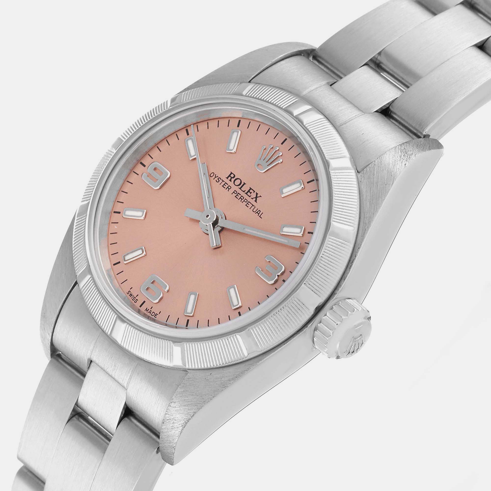 

Rolex Oyster Perpetual Salmon Dial Steel Ladies Watch 76030 24 mm, Pink