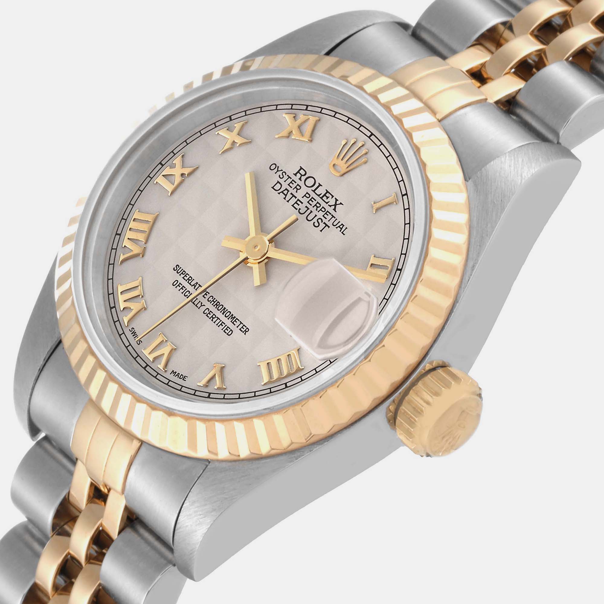 

Rolex Datejust Steel Yellow Gold Ivory Pyramid Dial Ladies Watch 69173 26 mm