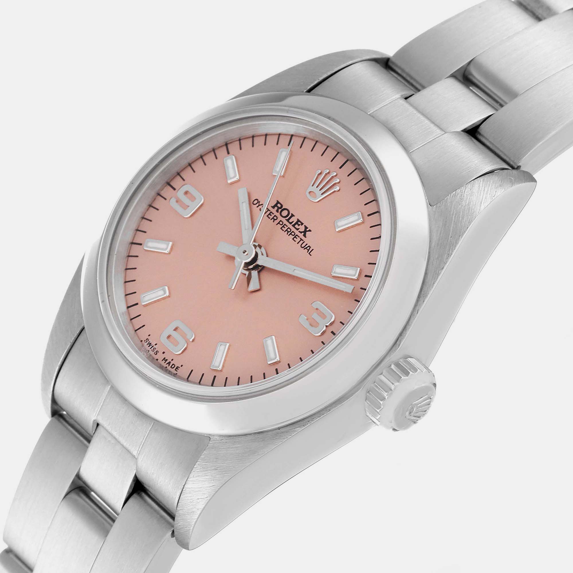 

Rolex Oyster Perpetual Salmon Dial Steel Ladies Watch 76080 24 mm, Pink