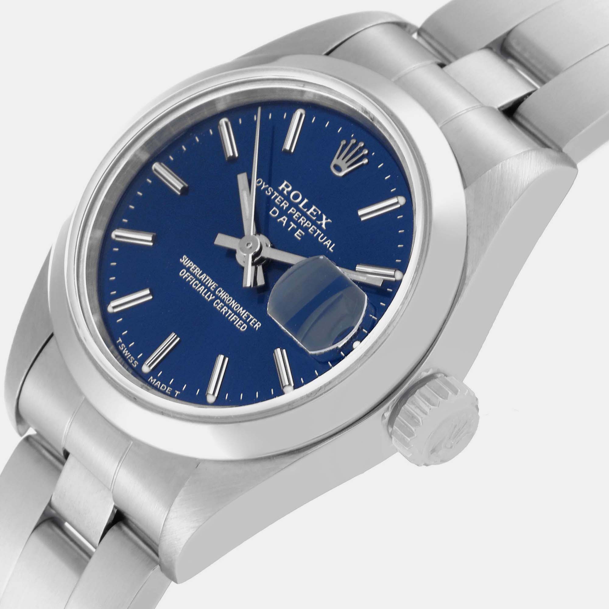 

Rolex Date Blue Dial Smooth Bezel Steel Ladies Watch 69160 26 mm