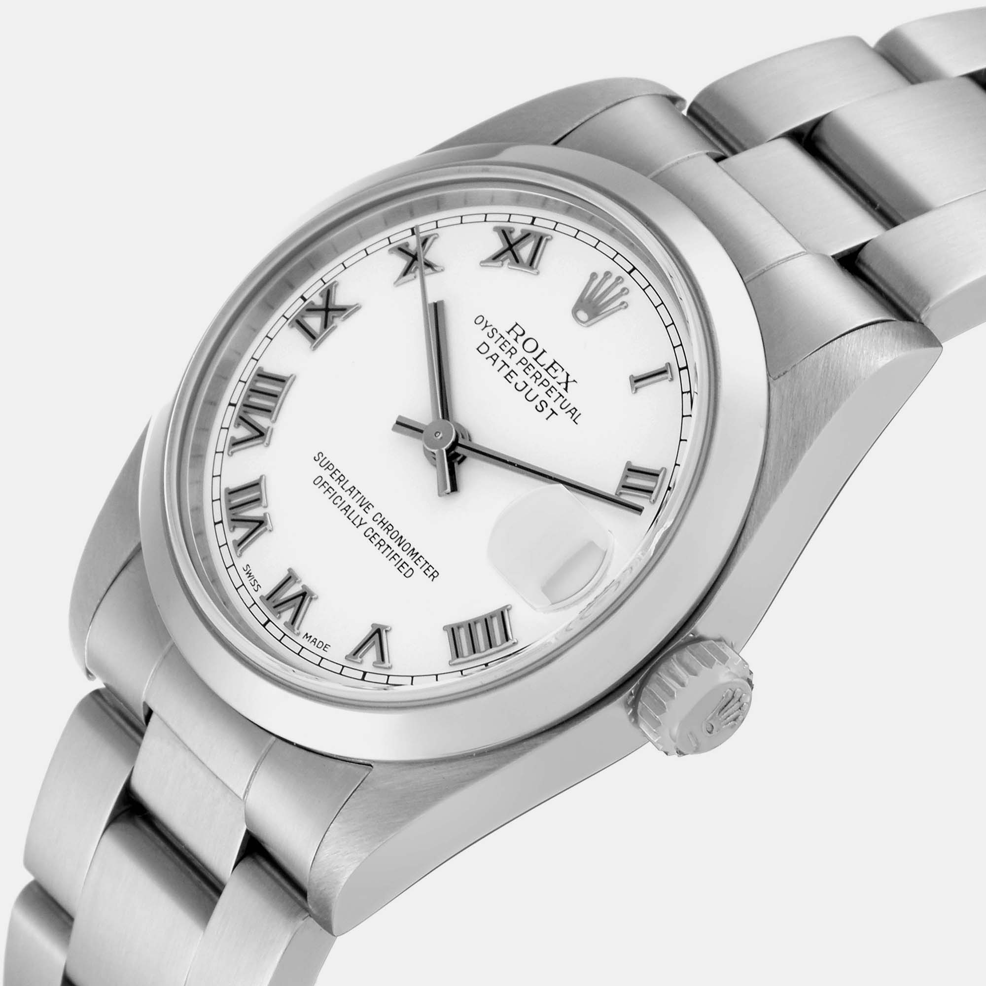 

Rolex Datejust Midsize White Roman Dial Steel Ladies Watch 78240 31 mm