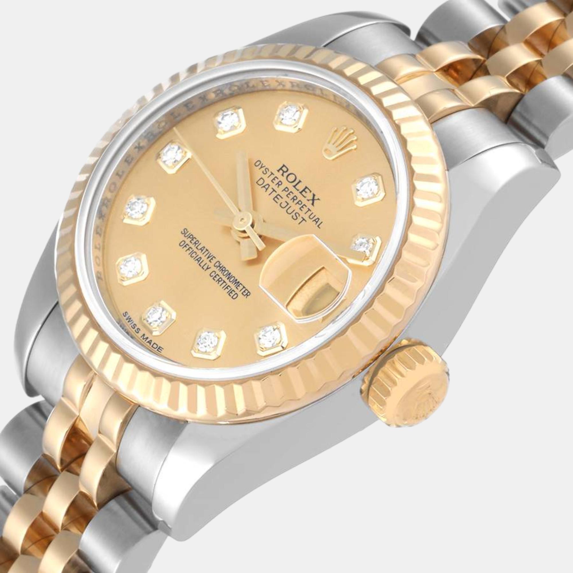 

Rolex Datejust Steel Yellow Gold Diamond Dial Ladies Watch 179173 26 mm