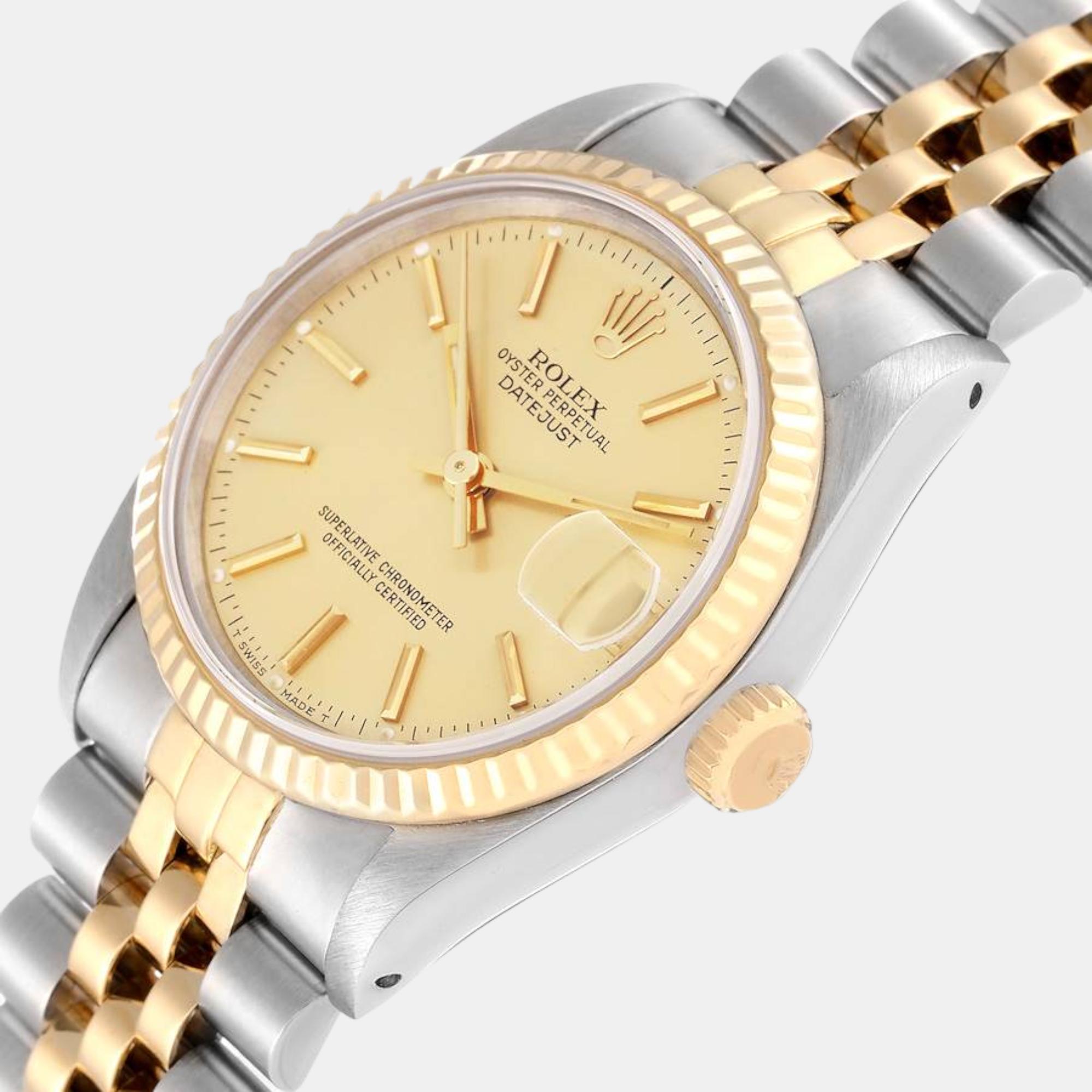 

Rolex Datejust Midsize Steel Yellow Gold Ladies Watch 68273 31 mm