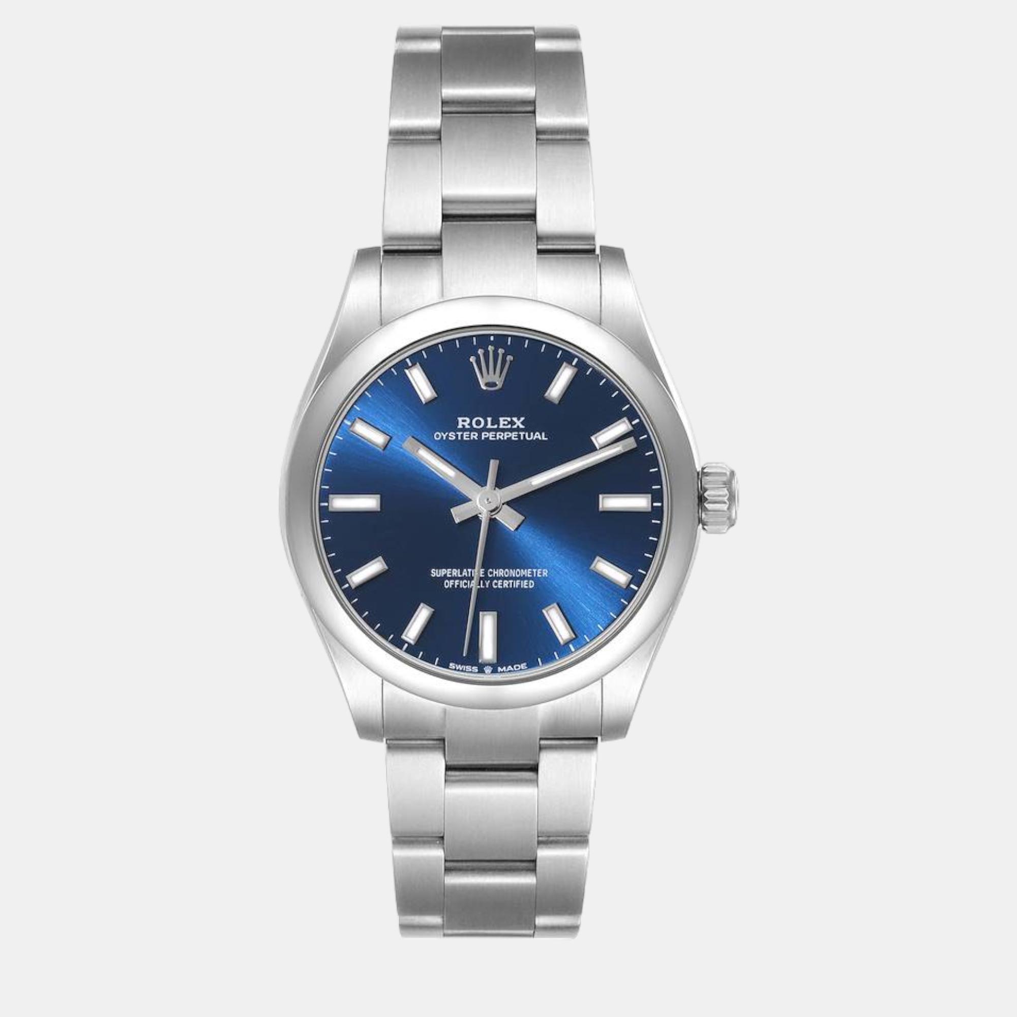 

Rolex Oyster Perpetual Midsize Blue Dial Steel Ladies Watch 277200 31 mm