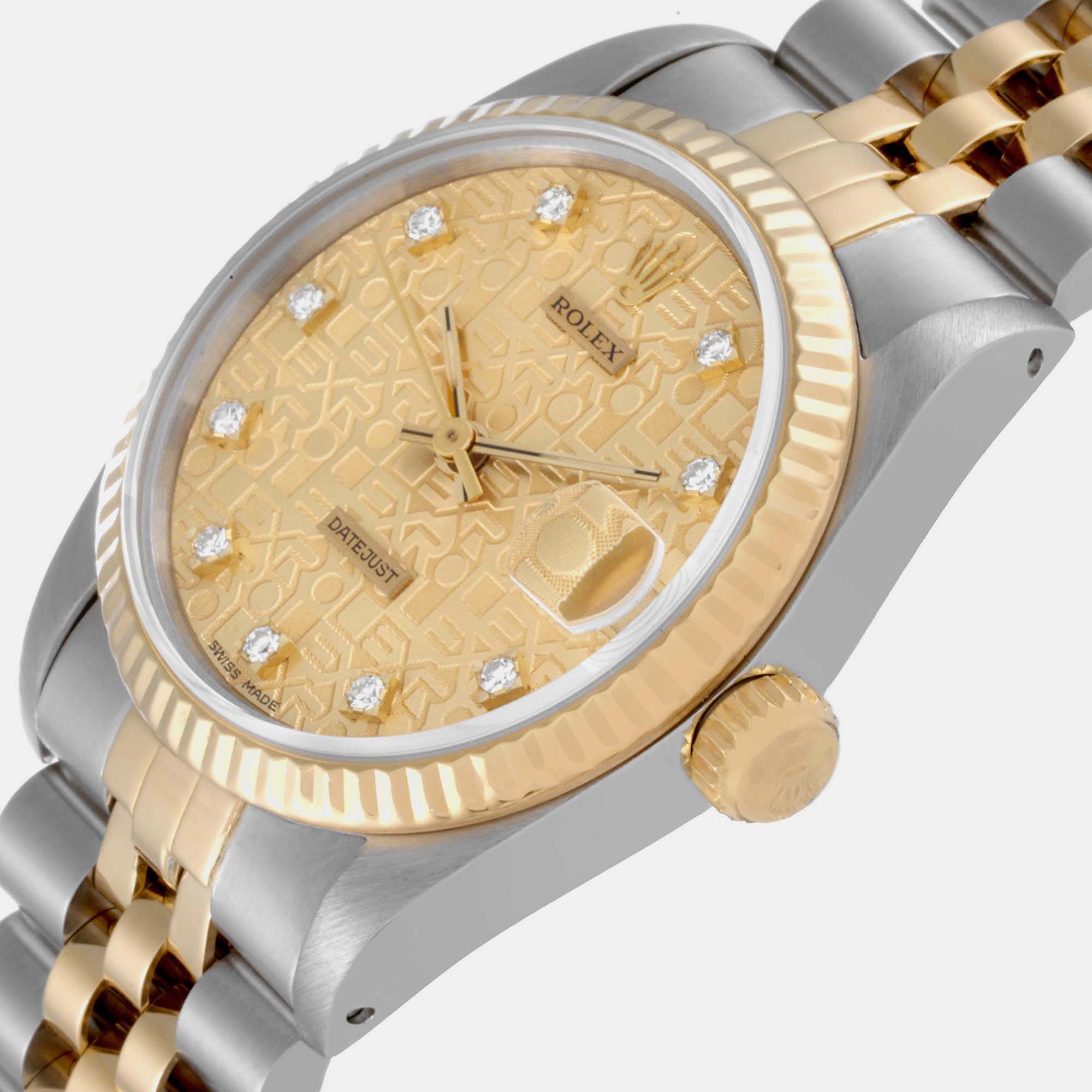 

Rolex Datejust Midsize Steel Yellow Gold Diamond Dial Ladies Watch 68273 31 mm