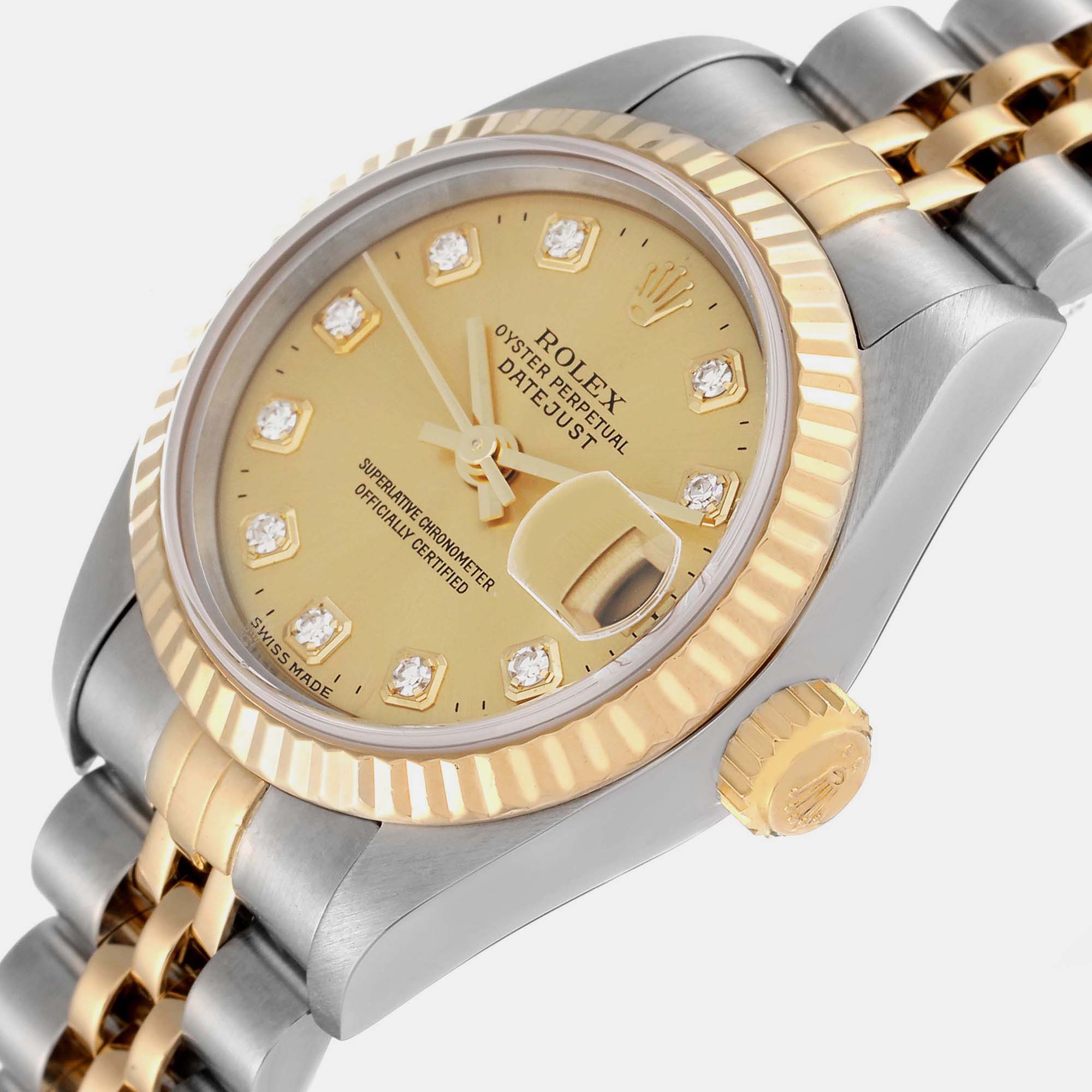 

Rolex Datejust Steel Yellow Gold Diamond Dial Ladies Watch 79173 26 mm