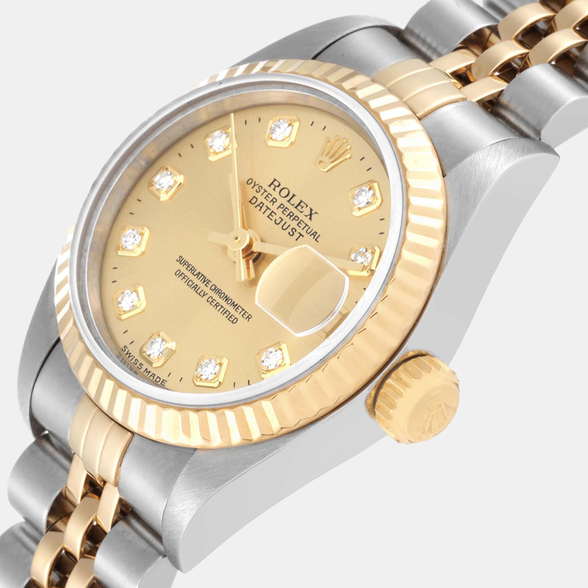 

Rolex Datejust Steel Yellow Gold Diamond Dial Ladies Watch 69173 26 mm