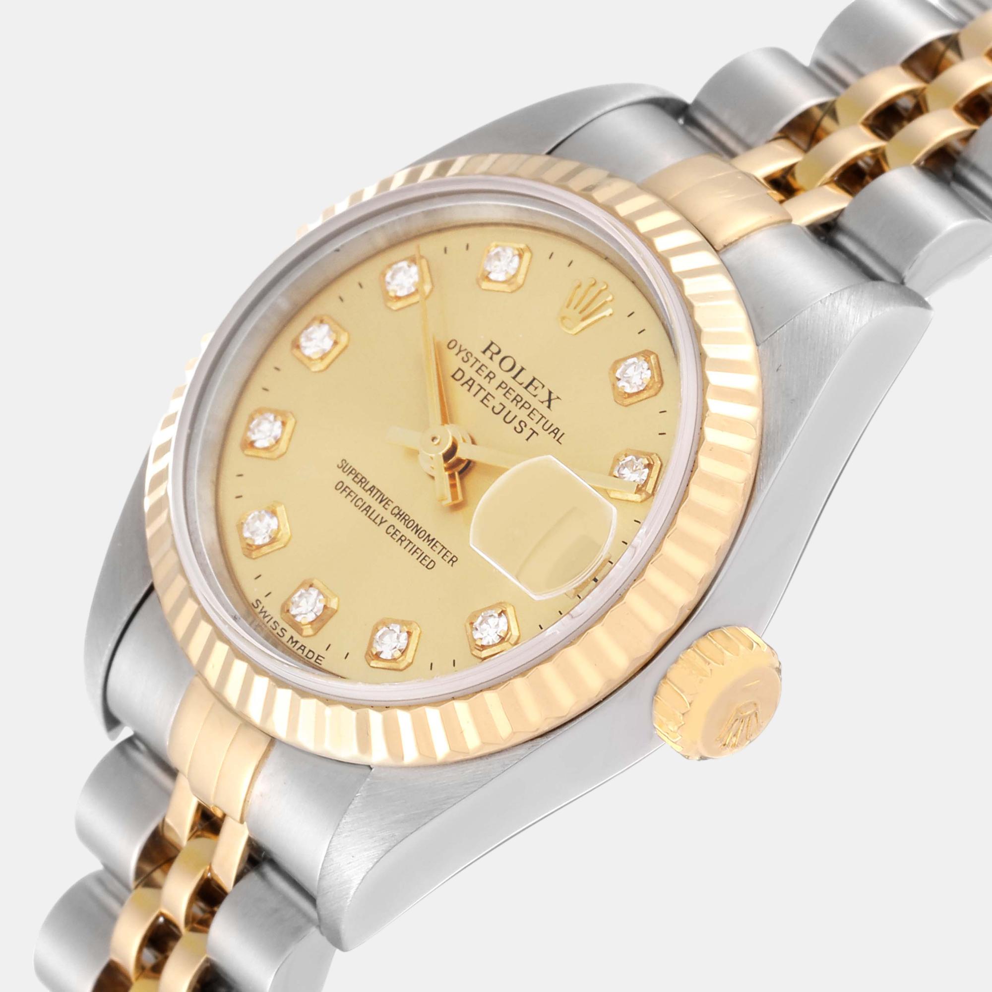 

Rolex Datejust Steel Yellow Gold Diamond Dial Ladies Watch 79173 26 mm