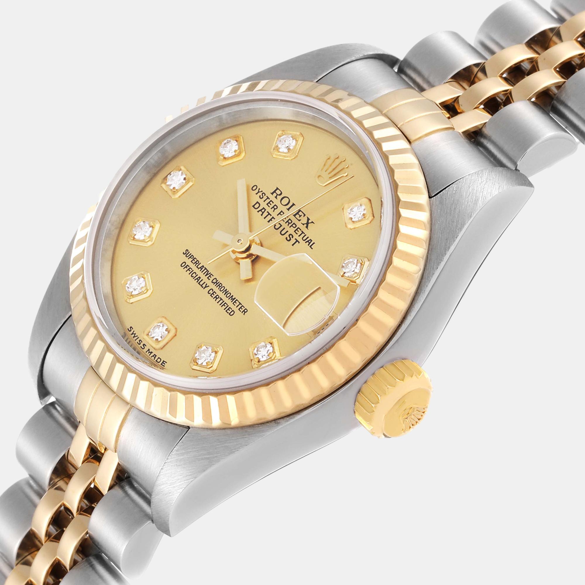 

Rolex Datejust Steel Yellow Gold Diamond Dial Ladies Watch 79173 26 mm