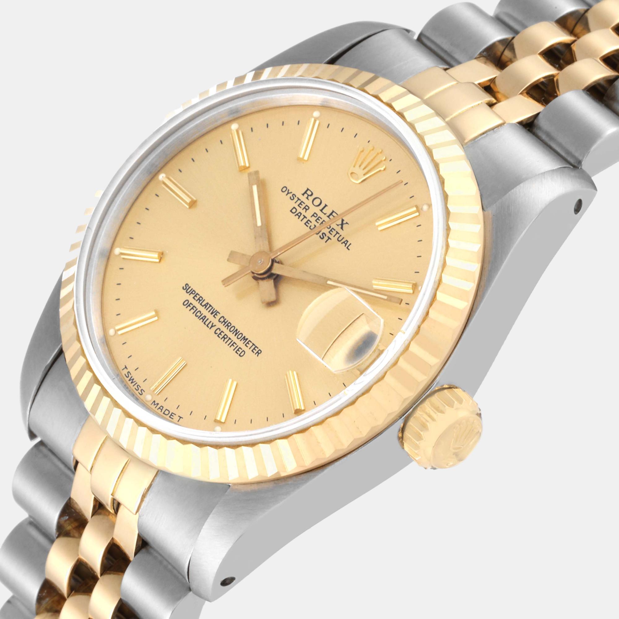 

Rolex Datejust Midsize Champagne Dial Steel Yellow Gold Ladies Watch 68273 31 mm