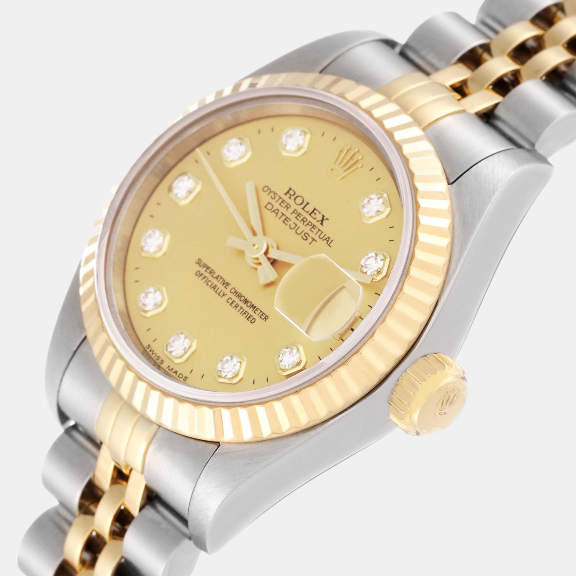 

Rolex Datejust Steel Yellow Gold Diamond Dial Ladies Watch 69173 26 mm