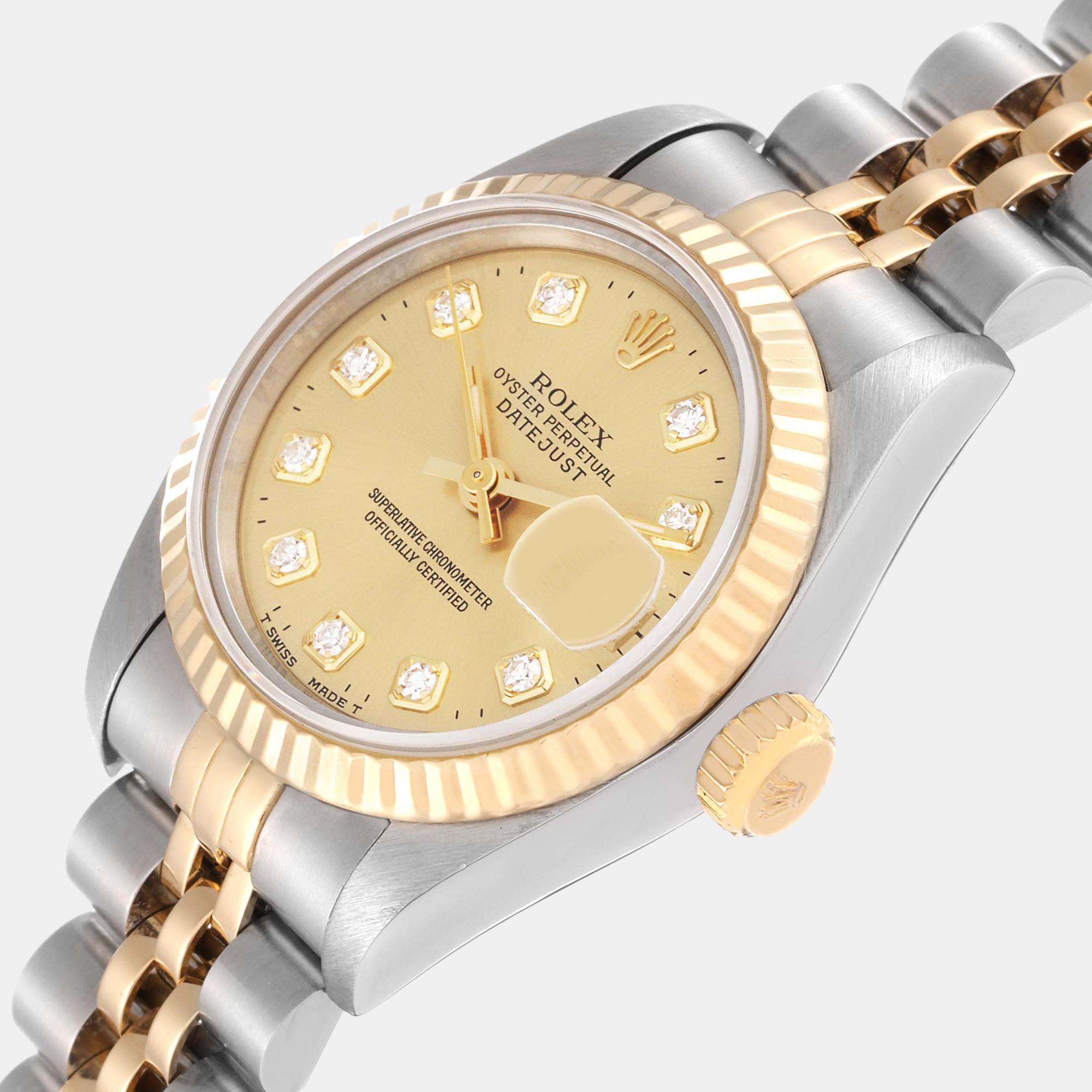 

Rolex Datejust Steel Yellow Gold Diamond Dial Ladies Watch 69173 26 mm