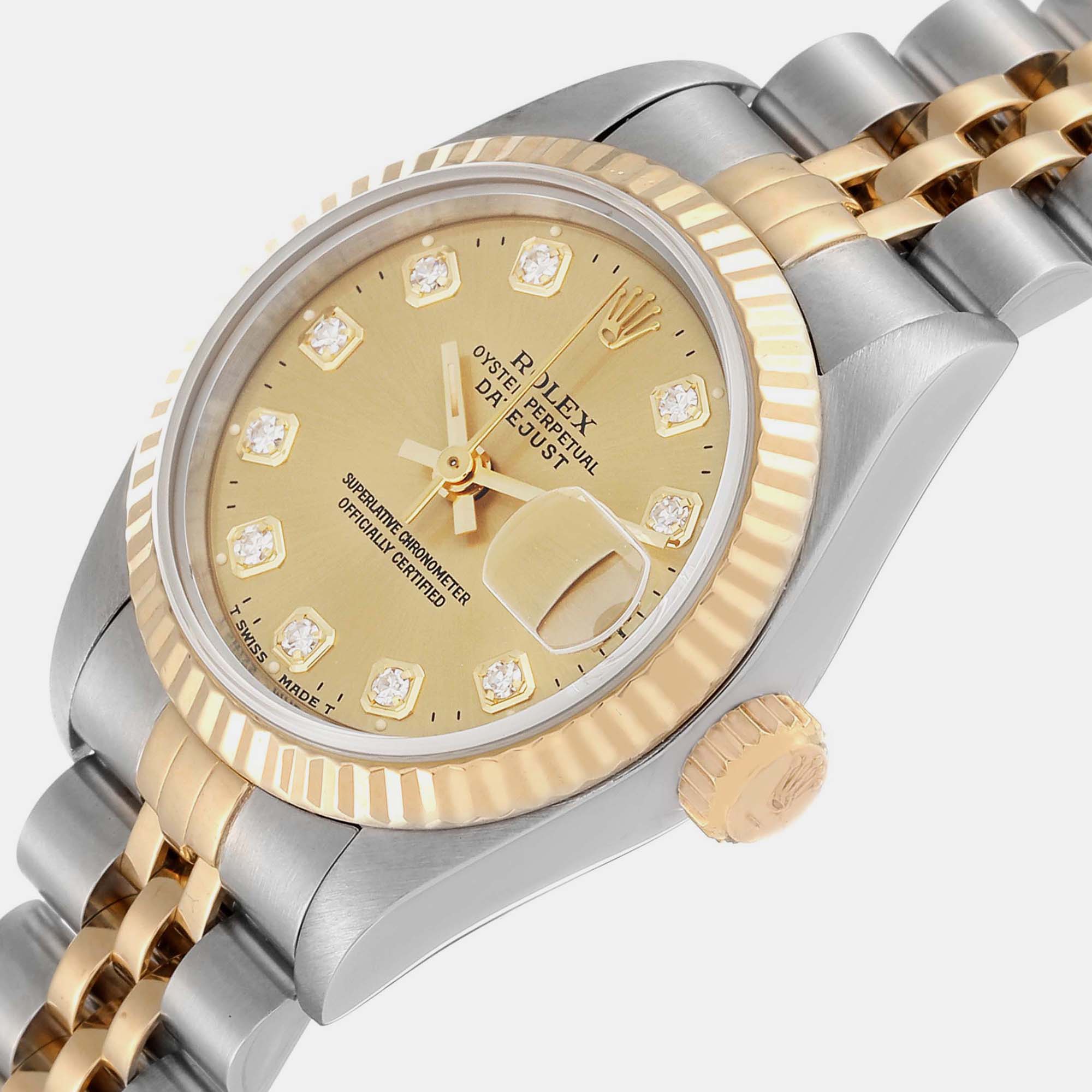 

Rolex Datejust Steel Yellow Gold Diamond Dial Ladies Watch 69173 26 mm