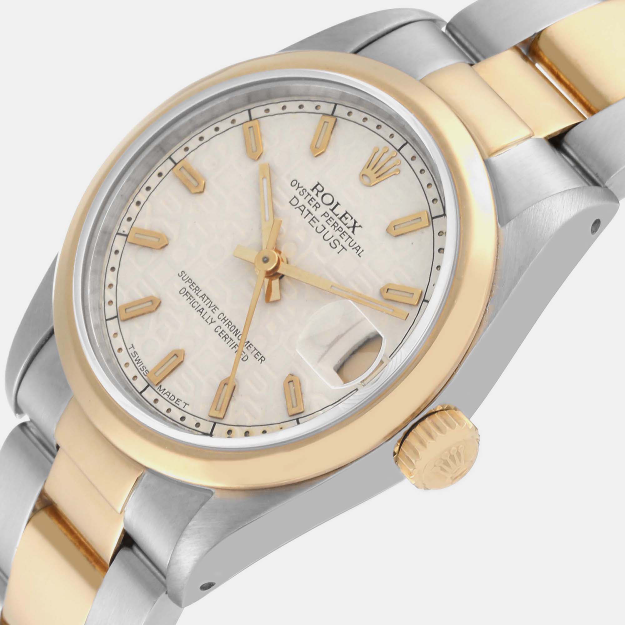 

Rolex Datejust Midsize Steel Yellow Gold Anniversary Dial Ladies Watch 68243 31 mm, White