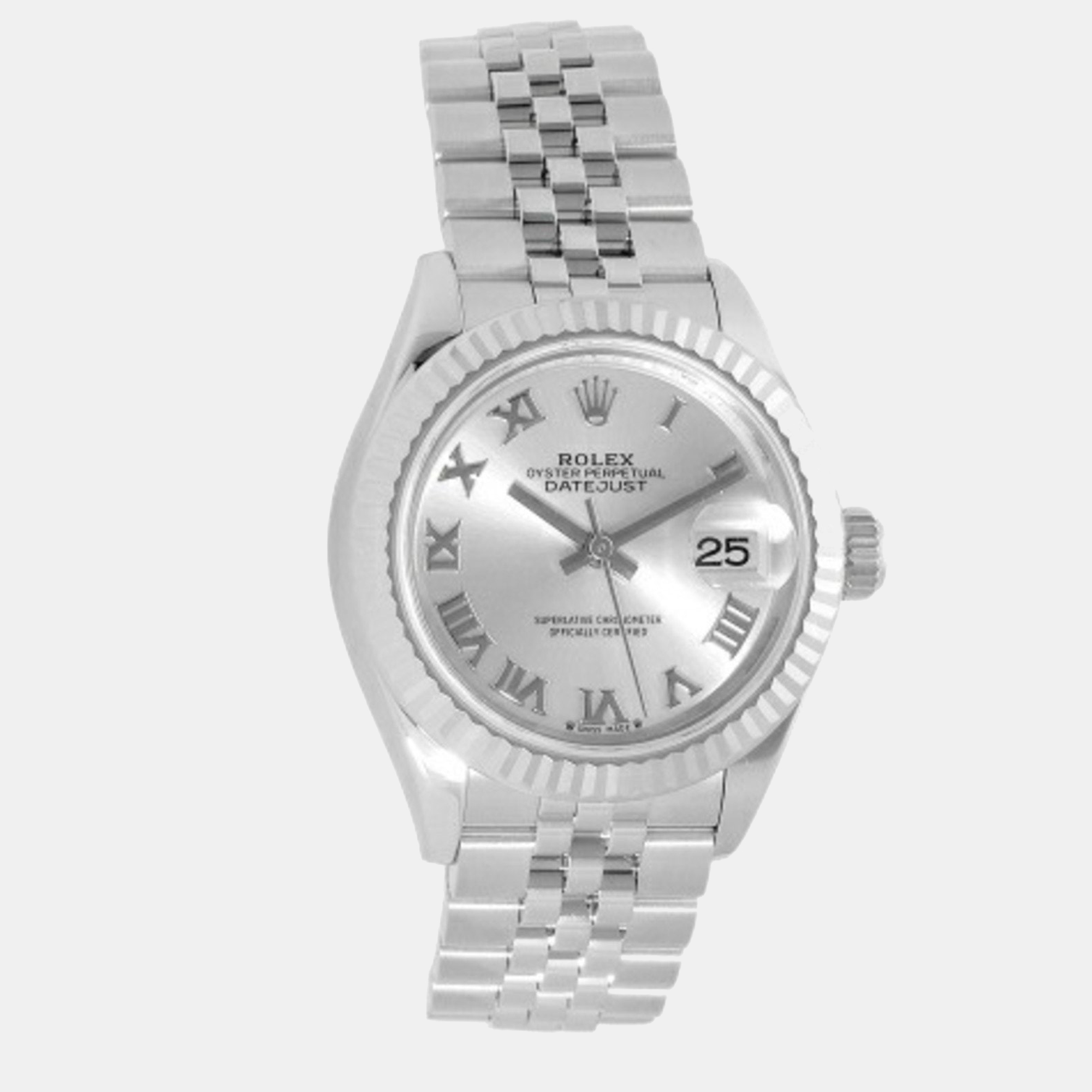 

Rolex Silver 18k White Gold And Stainless Steel Datejust 279174 Automatic Women's Wristwatch 28 mm