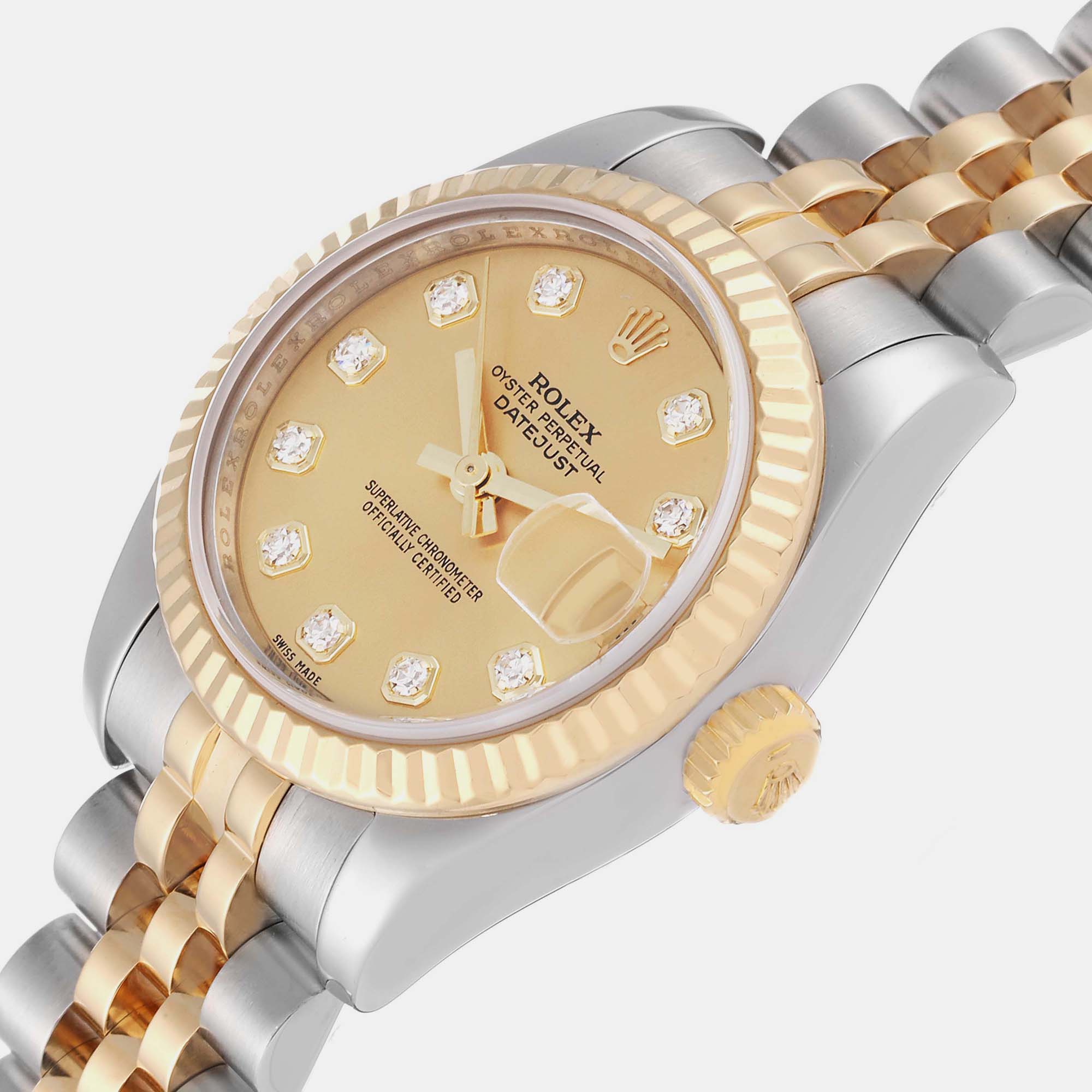 

Rolex Datejust Steel Yellow Gold Diamond Dial Ladies Watch 179173 26 mm